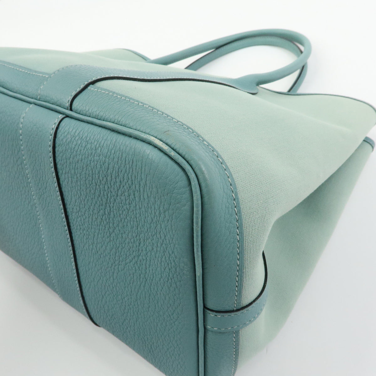 HERMES Garden Party PM Toile Officier N Stamped Tote Bag Sage Green