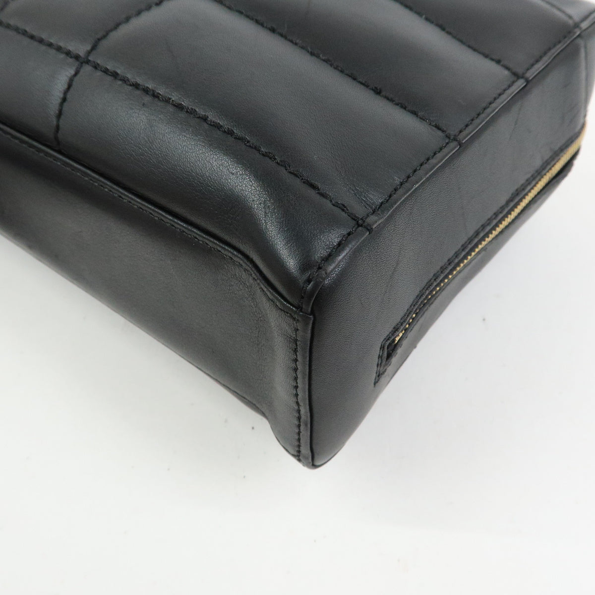 CHANEL Chocolate Bar Calf Skin Chain Shoulder Bag Hand Bag Black