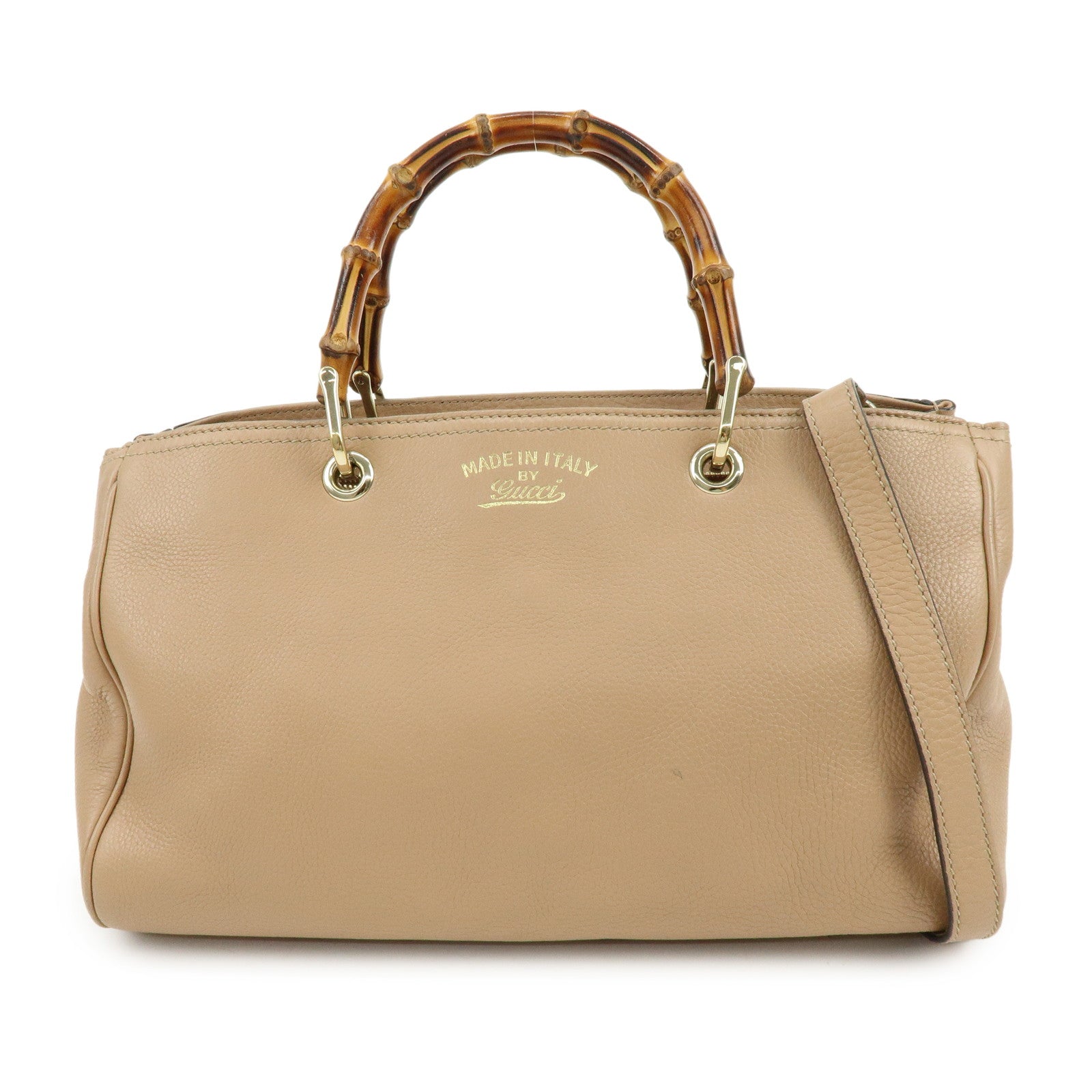 GUCCI Bamboo Shopper Medium 2Way Bag Shoulder Bag Pink Beige 323660