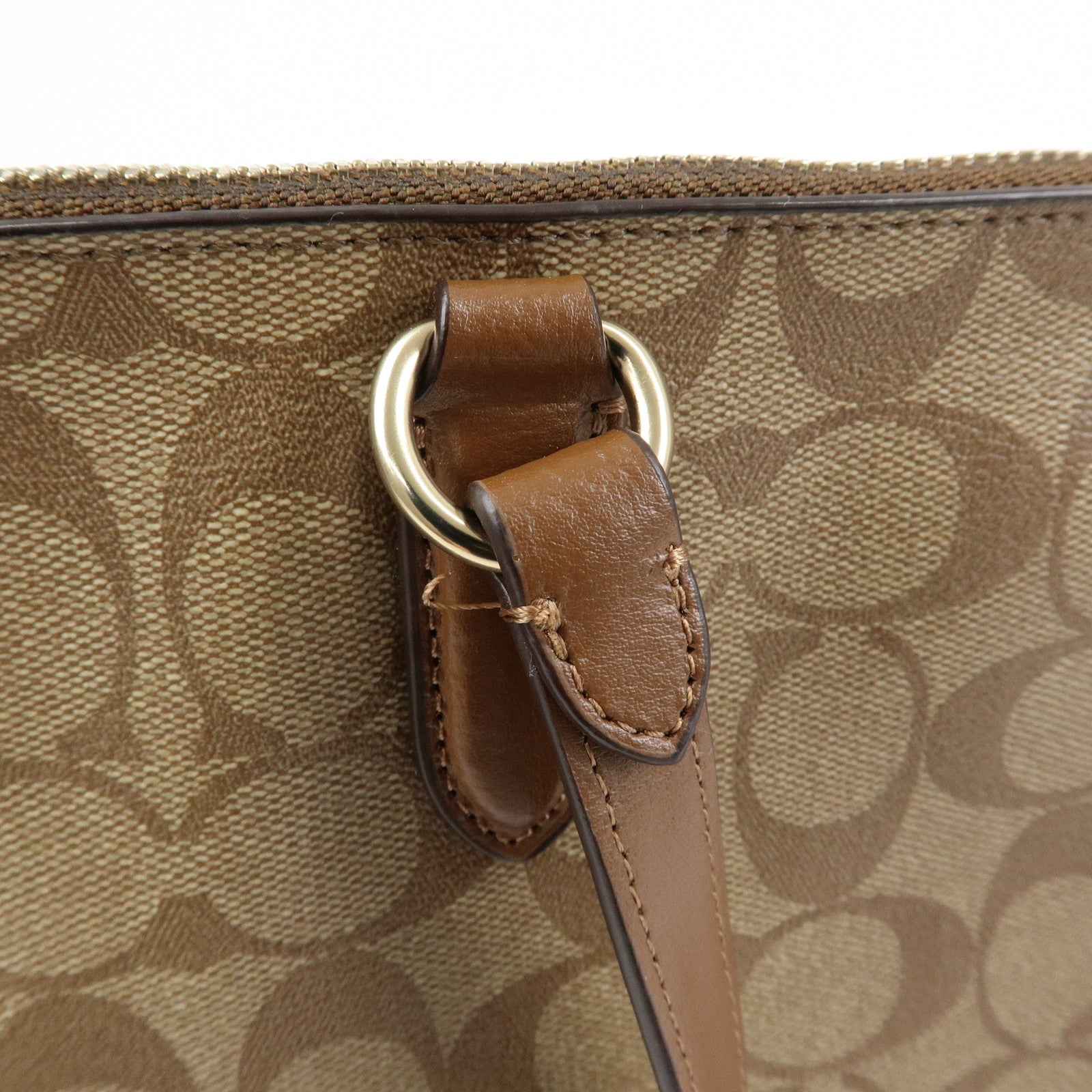 COACH Signature PVC Leather Tote Bag Hand Bag Brown F29208