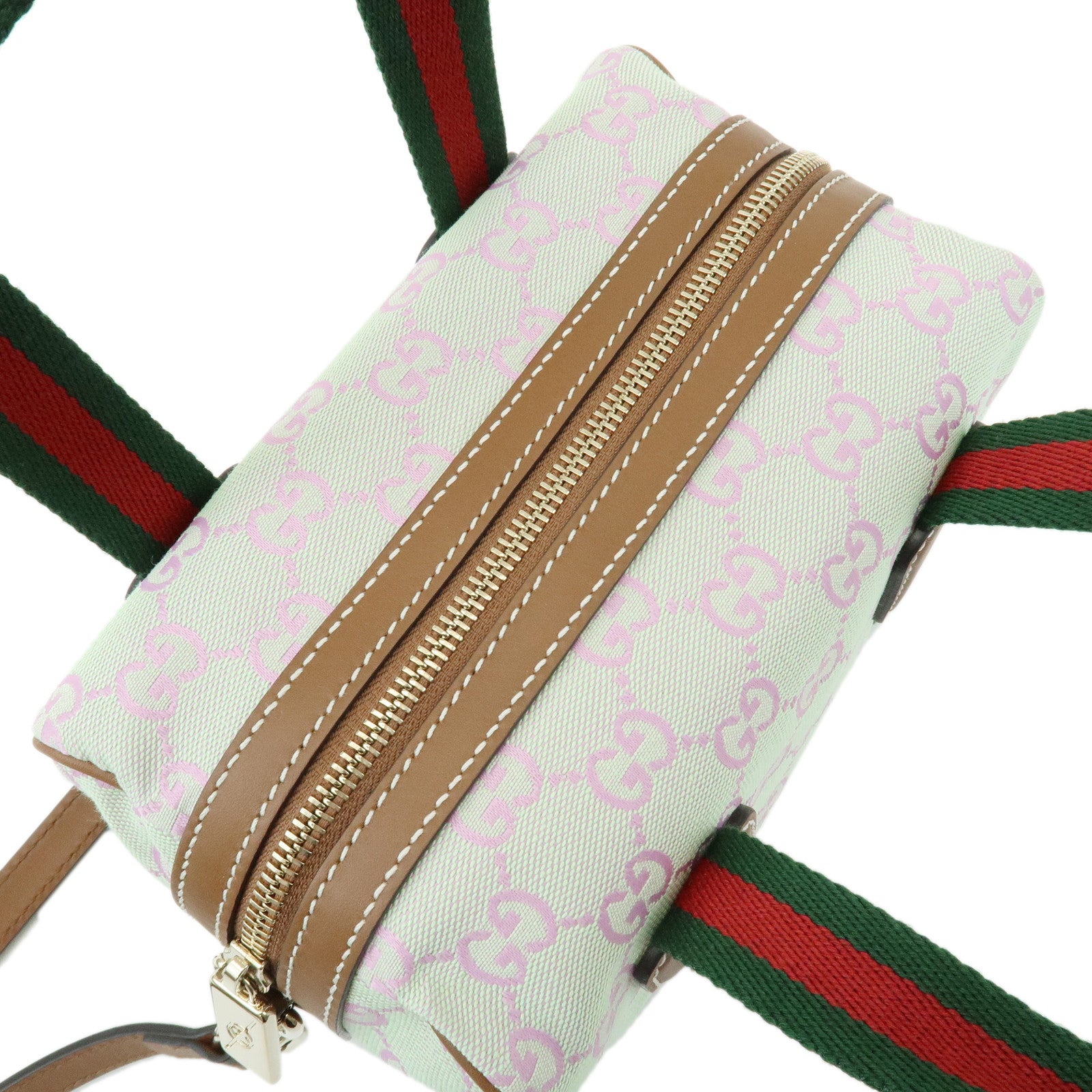 GUCCI Sherry Interlocking G Canvas Leather 2Way Mini Boston Bag 856055