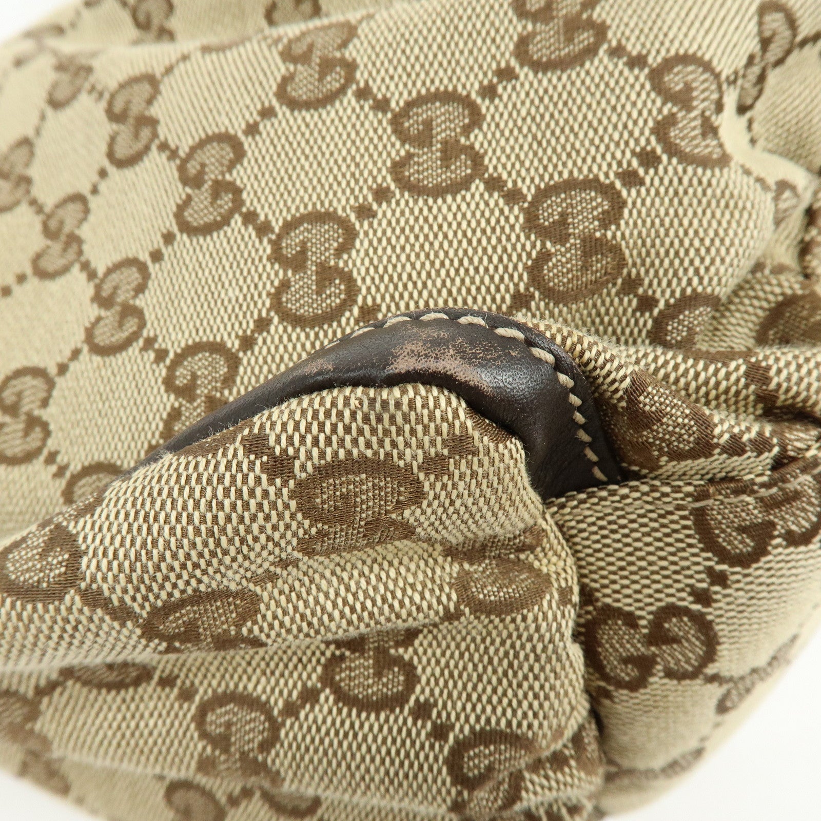 GUCCI Abbey GG Canvas Leather Shoulder Bag Brown Beige 189833