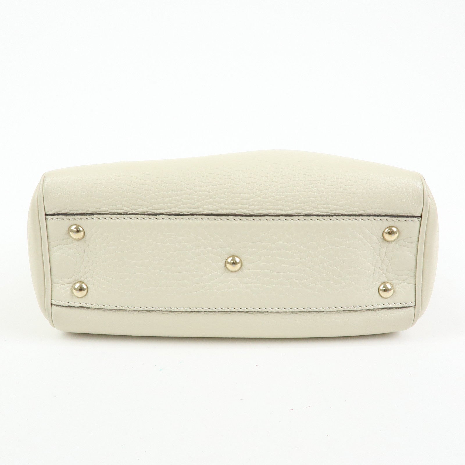 GUCCI Bamboo Mini Shopper Leather 2Way Bag Hand Bag White 368823