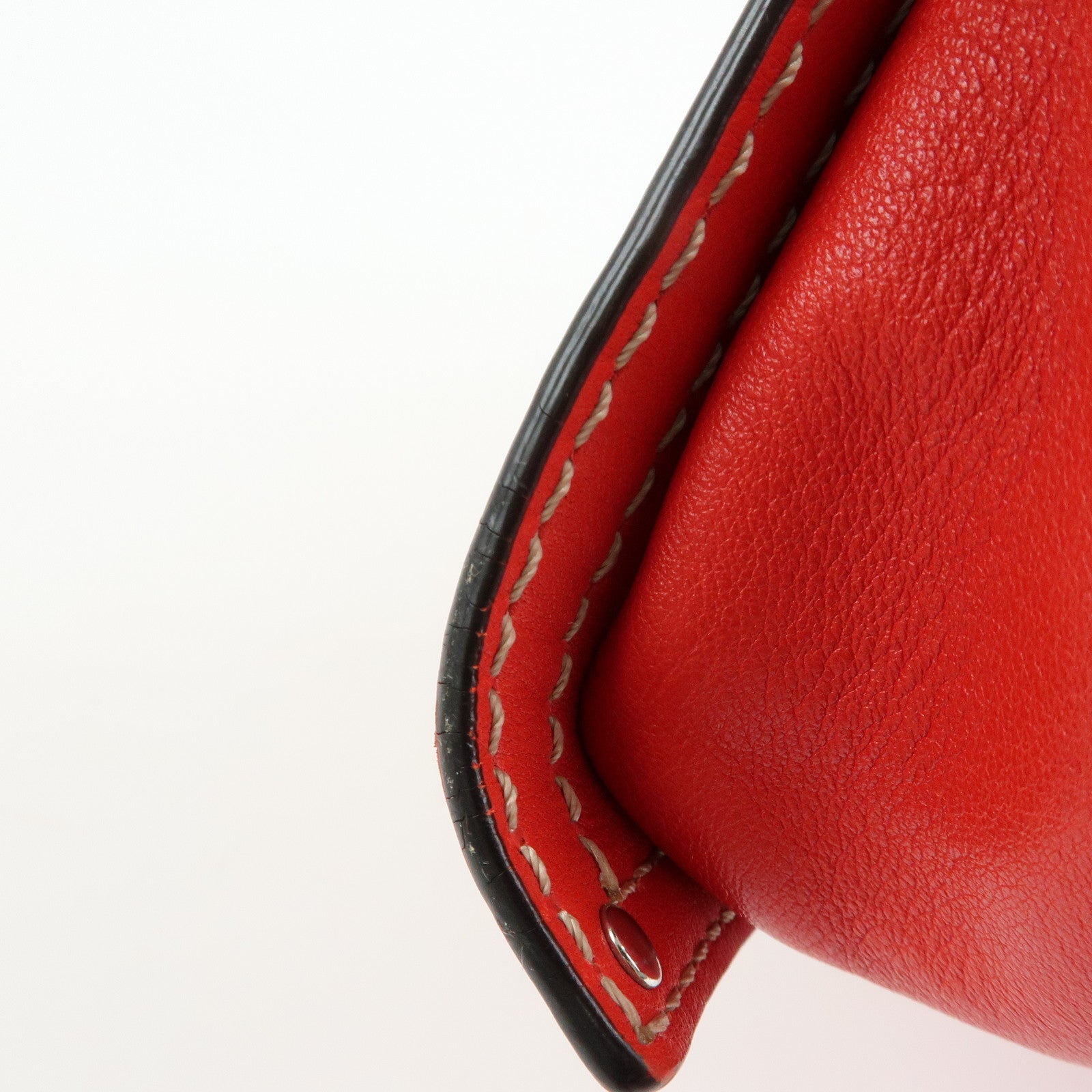 LOEWE Anagram Leather Tote Bag Hand Bag Shoulder Bag Red