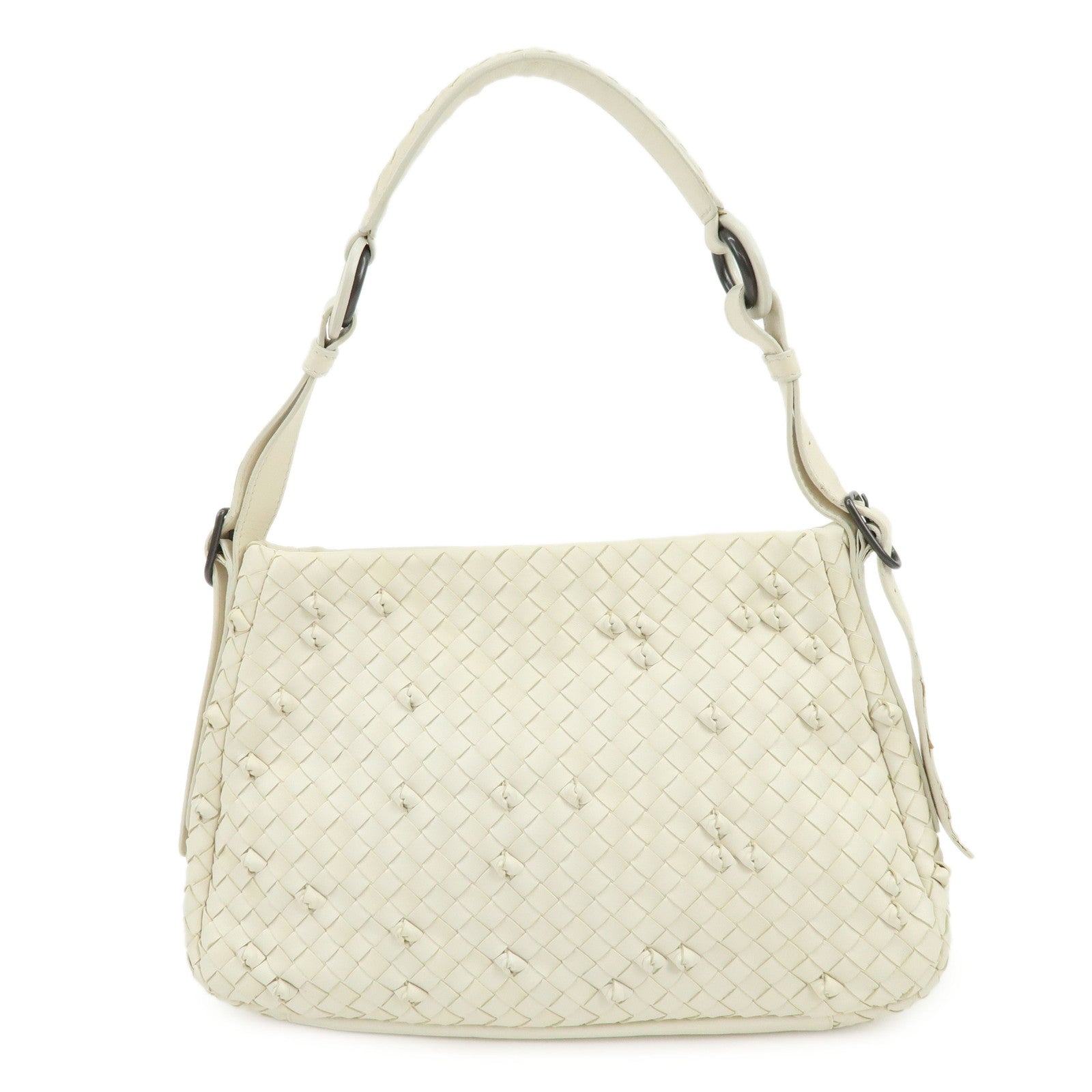 BOTTEGA VENETA Intrecciato Leather Shoulder Bag Hand Bag White 133507