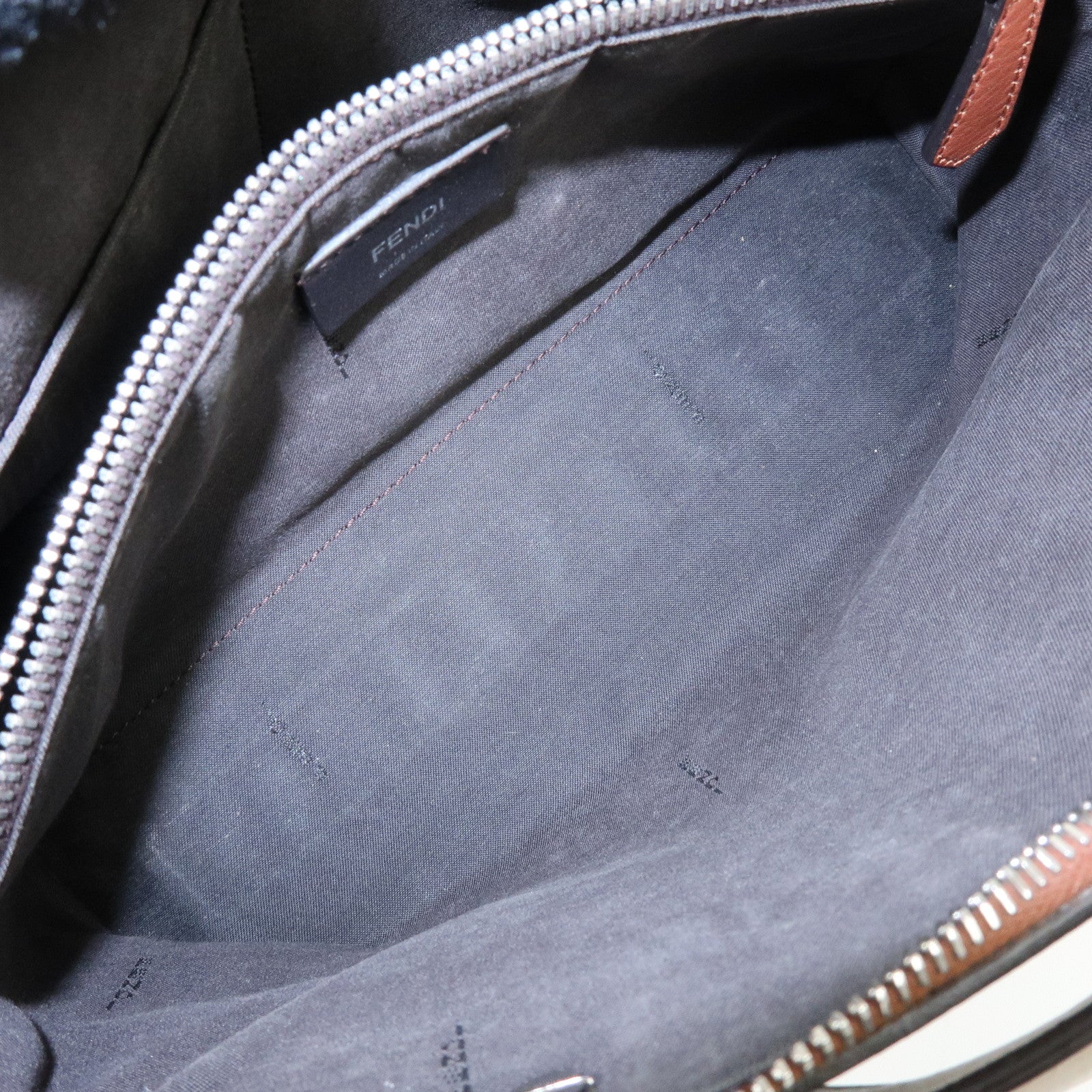 FENDI By The Way Medium Leather 2Way Hand Shoulder Bag Navy 8BL124
