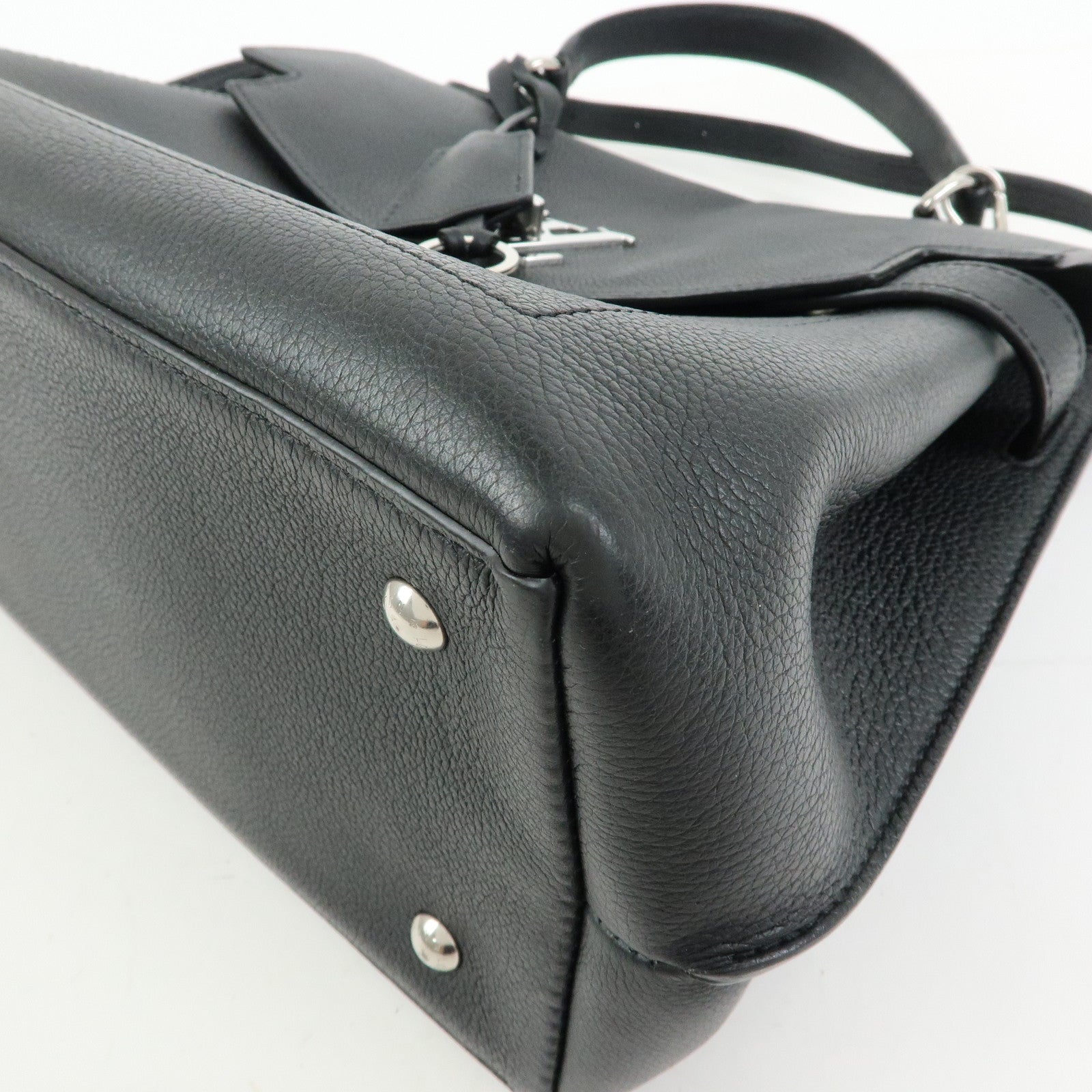 Louis Vuitton Lockme Ever MM Calf Leather 2Way Hand Bag Black M51395