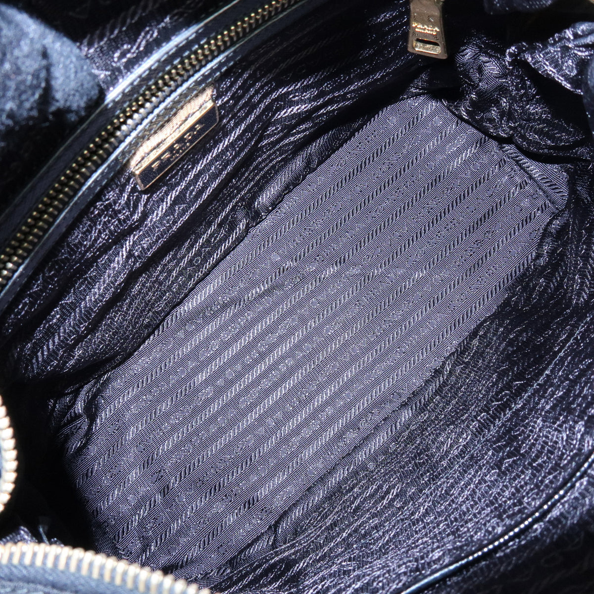 PRADA Triangle Logo Nylon Saffiano Leather Shoulder Bag Black BR4983