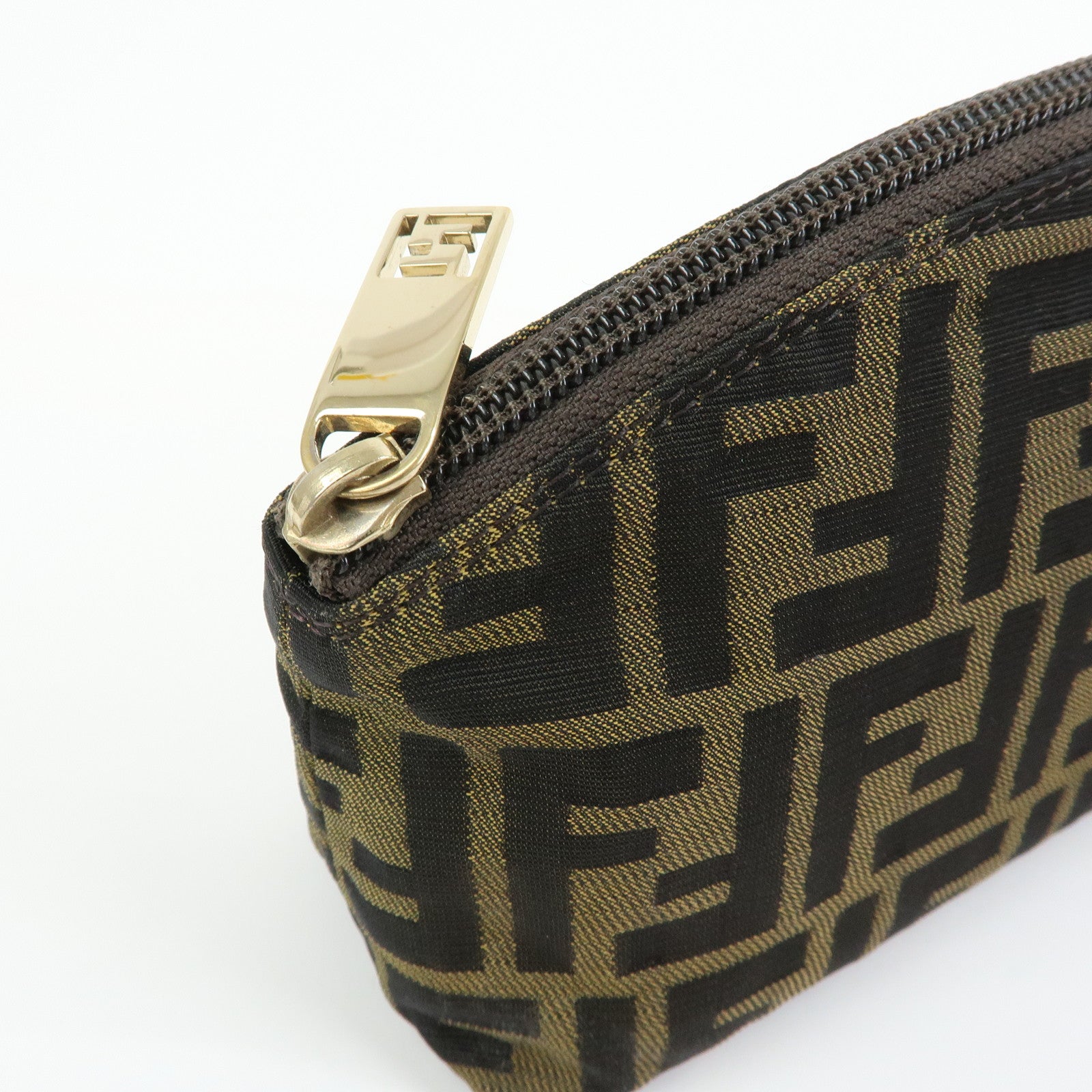 FENDI Zucca Canvas Pouch Cosmetic Pouch Brown Gold 7N0005