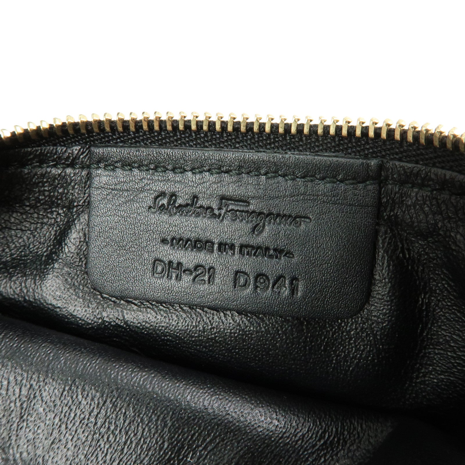 Ferragamo Gancini Leather 2Way Bag Hand Bag Shoulder Bag Black