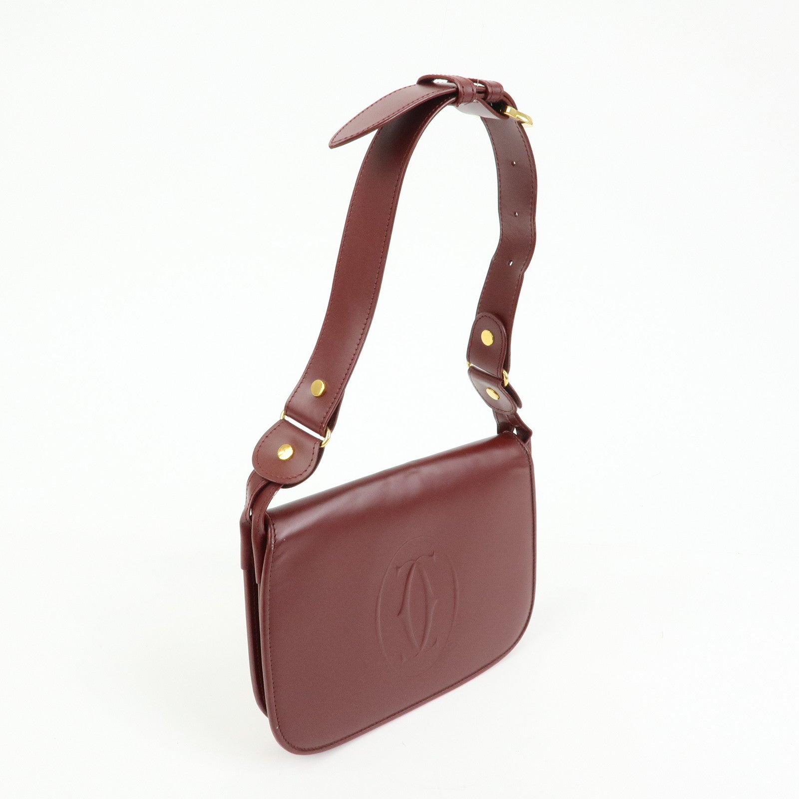 Cartier Must de Cartier Leather Shoulder Bag Bordeaux