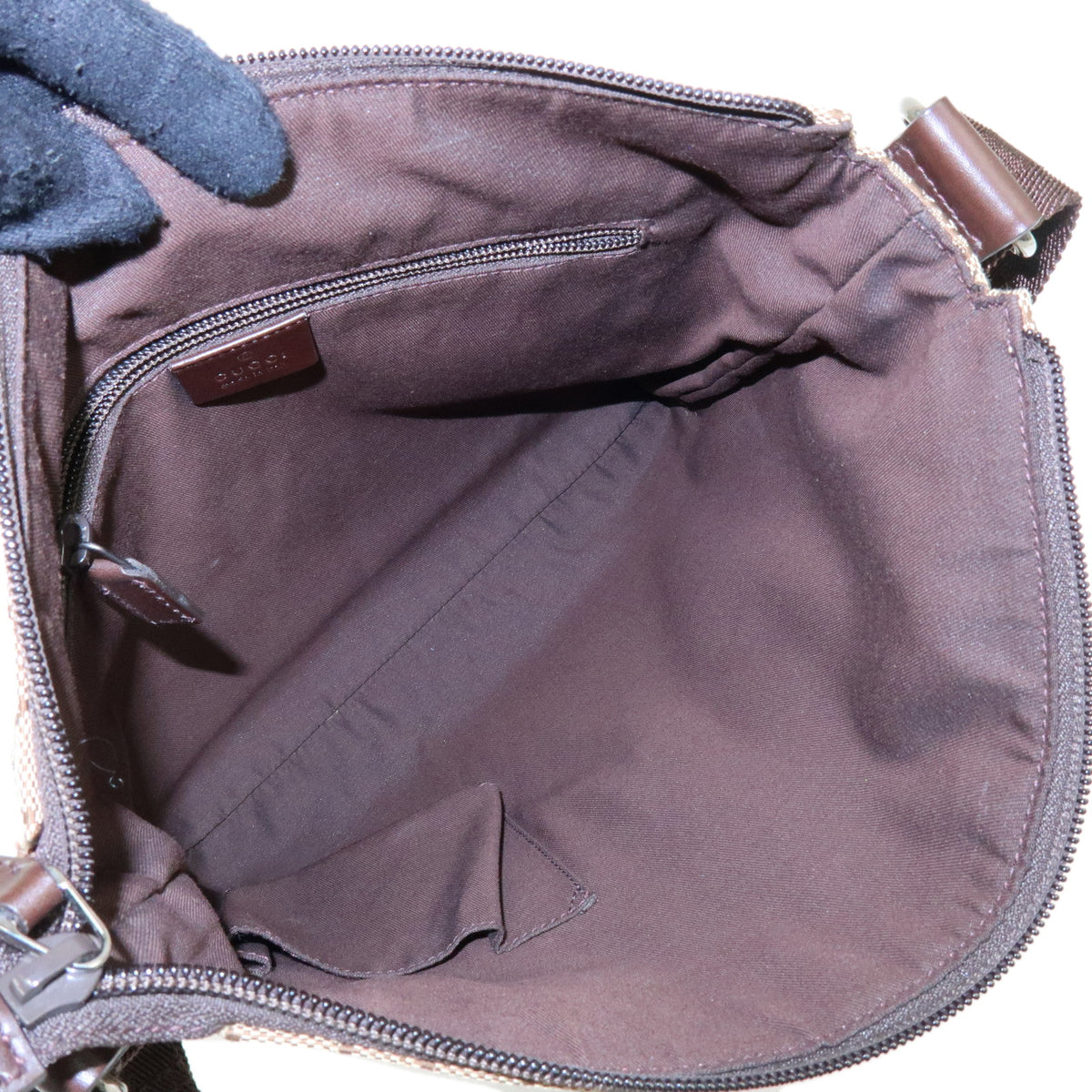 GUCCI GG Canvas Leather Shoulder Bag Crossbody Bag Brown 145857