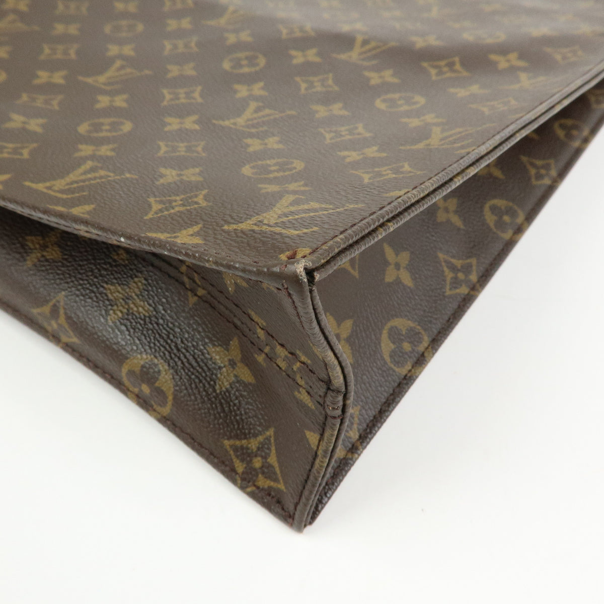 Louis Vuitton Monogram Sac Plat Tote Bag Hand Bag Brown M51140
