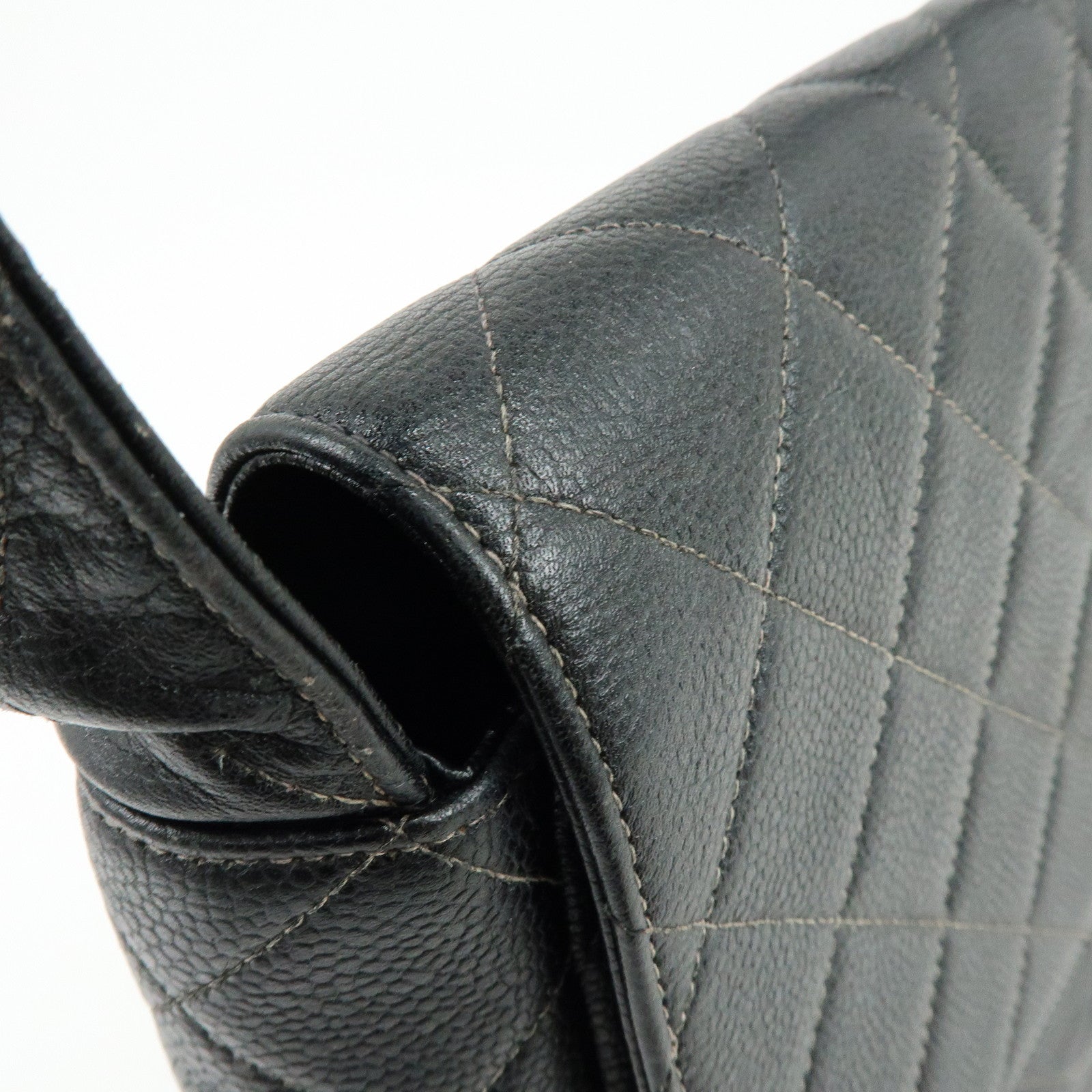 CHANEL COCO Mark Matelasse Caviar Skin Shoulder Bag Black