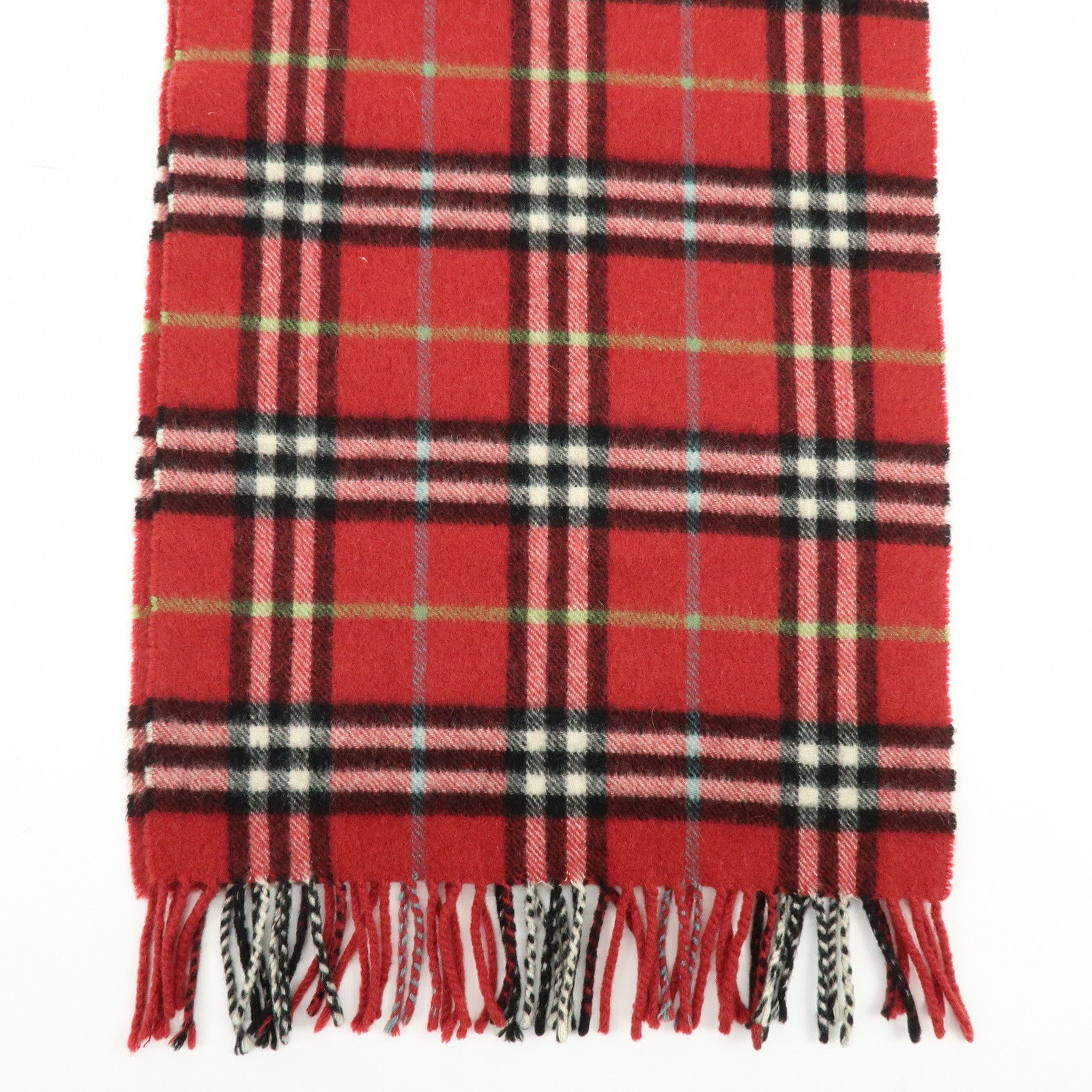 BURBERRY Nova Plaid Lot of 2 Cashmere100% Scarf Stole Red Navy