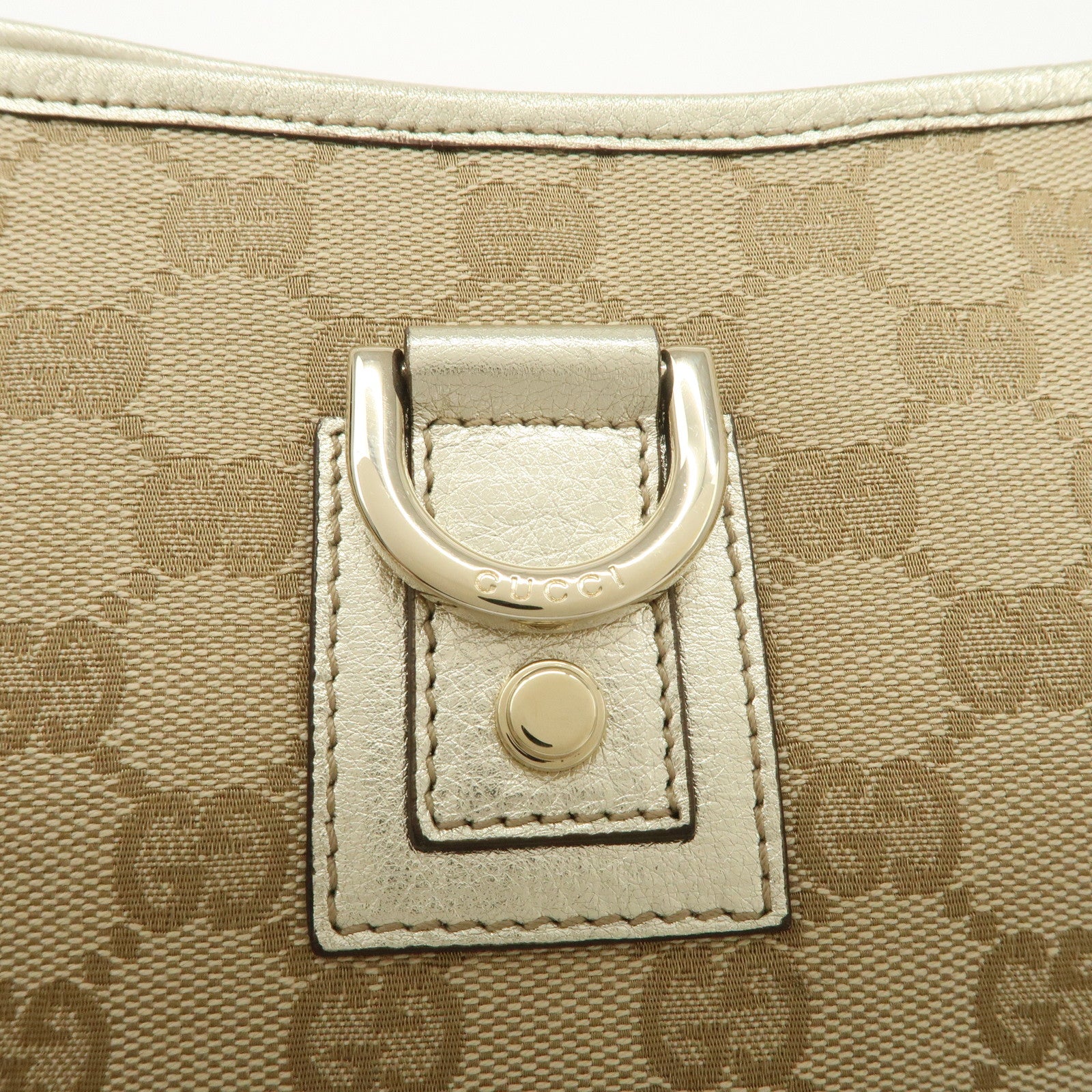GUCCI Abbey GG Canvas Leather Shoulder Bag Beige Ivory 130939 Used