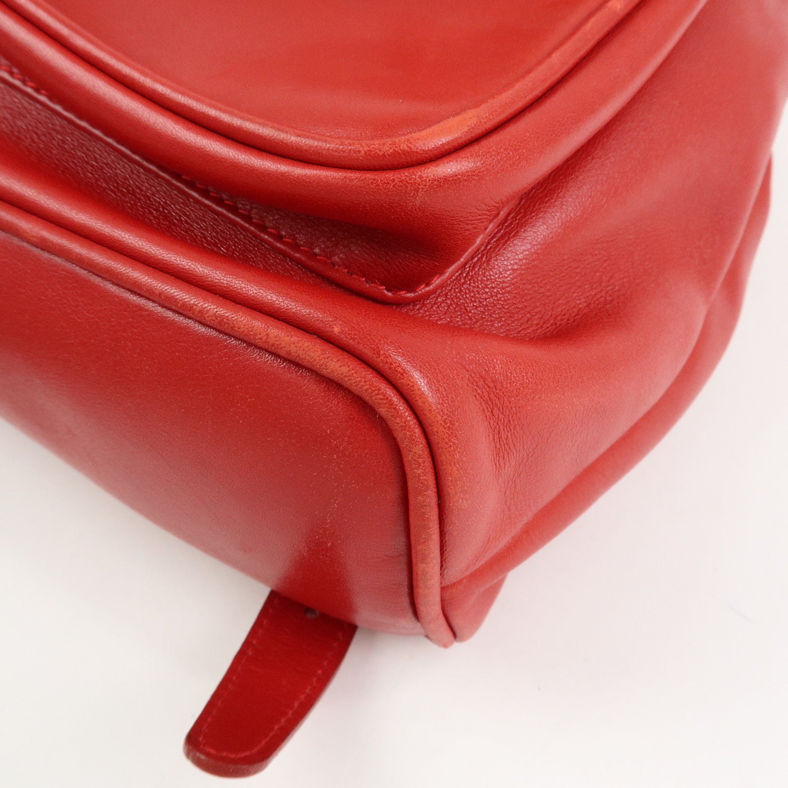 Gucci Bamboo Leather Backpack Rucksack Red 003・2058・0016