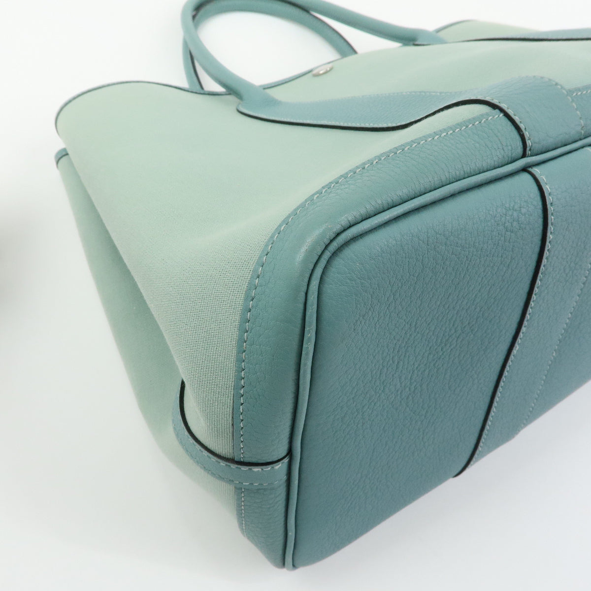 HERMES Garden Party PM Toile Officier N Stamped Tote Bag Sage Green