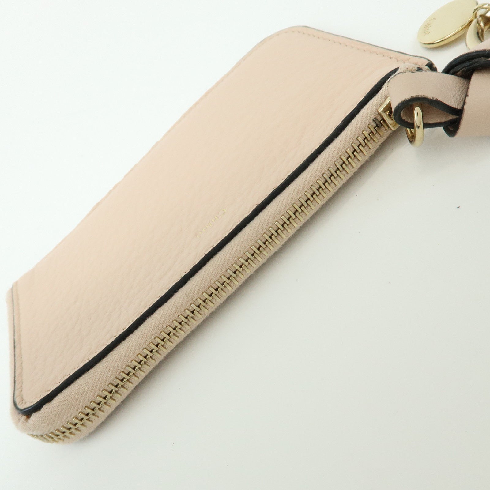 Chloe Alphabet Leather Fragment Case Coin Case Pink Beige