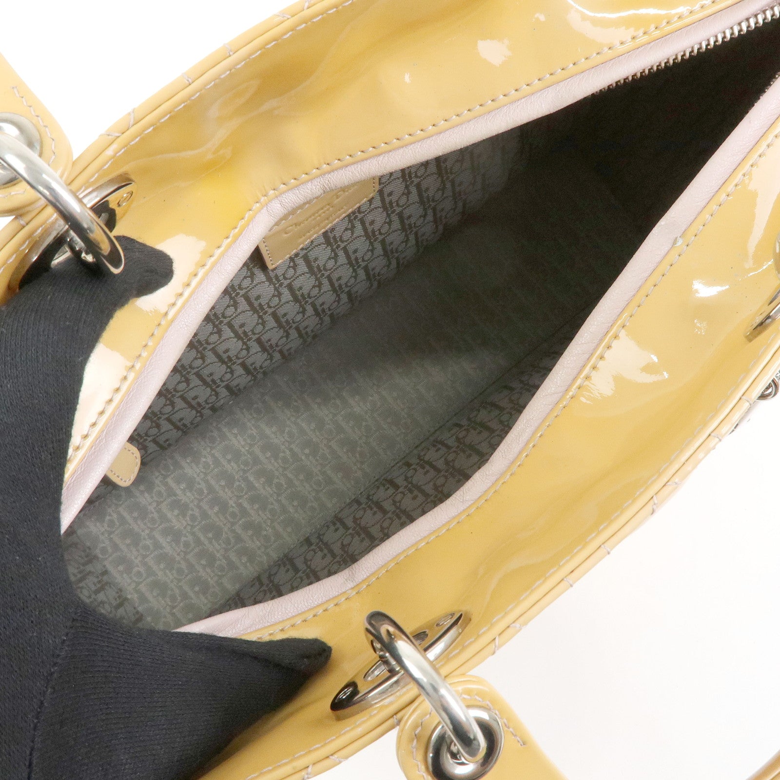 Christian Dior Lady Dior Cannage Patent Leather 2Way Hand Shoulder Bag