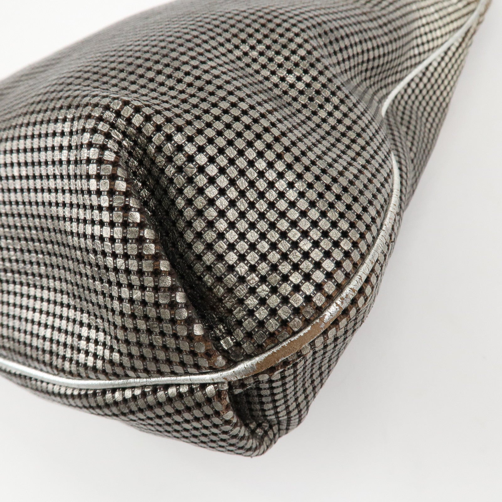 CHANEL Maxi COCO Mark Punching Leather Tote Bag Shoulder Bag Silver Used