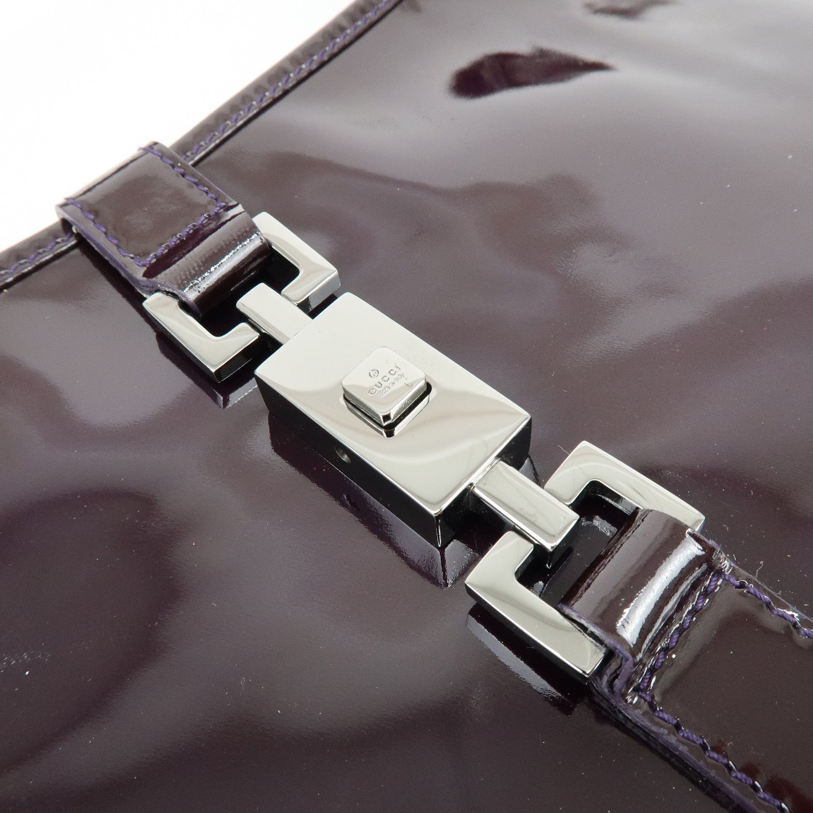 GUCCI Jackie Patent Leather Shoulder Bag Hand Bag Purple 001.3306