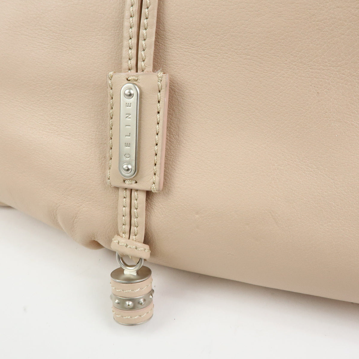 CELINE Bittersweet Leather Shoulder Bag Hand Bag Pink Beige