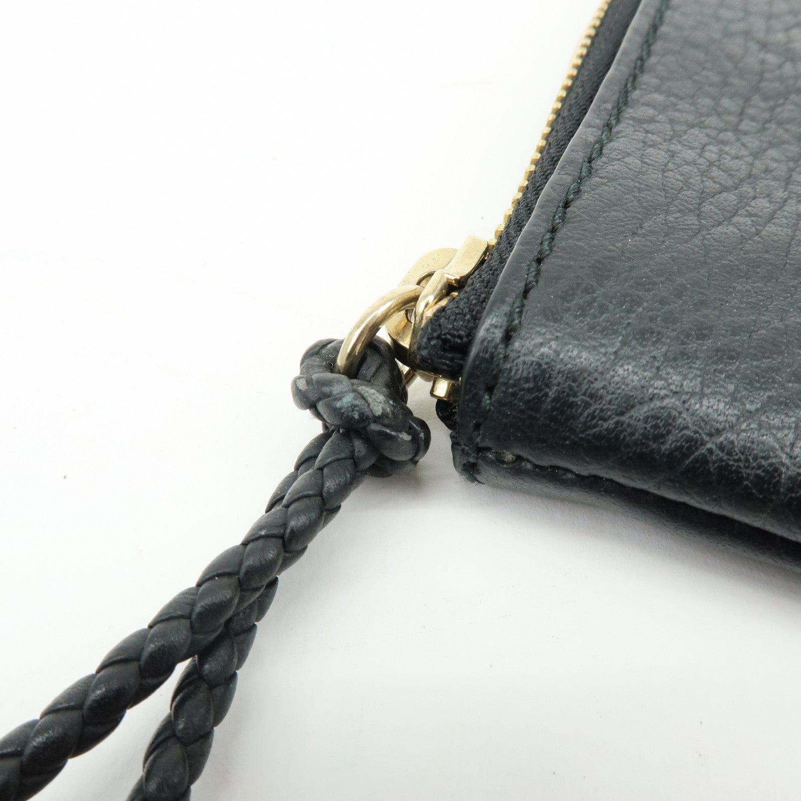 GUCCI Bamboo Leather Clutch Bag Flat Pouch Black 449653