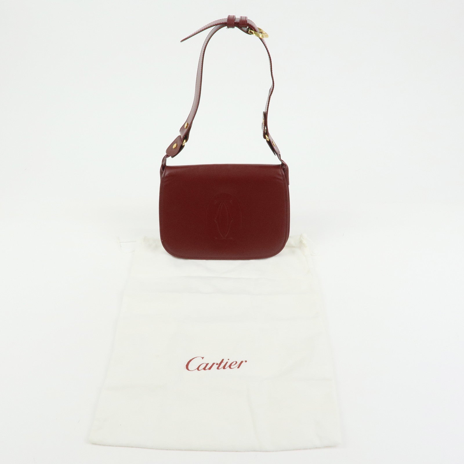Cartier Must de Cartier Leather Shoulder Bag Bordeaux
