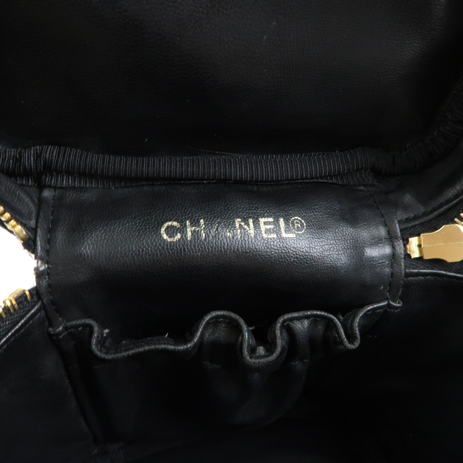 CHANEL COCO Mark Caviarskin Vanity Bag Cosmetic Bag Black A01998