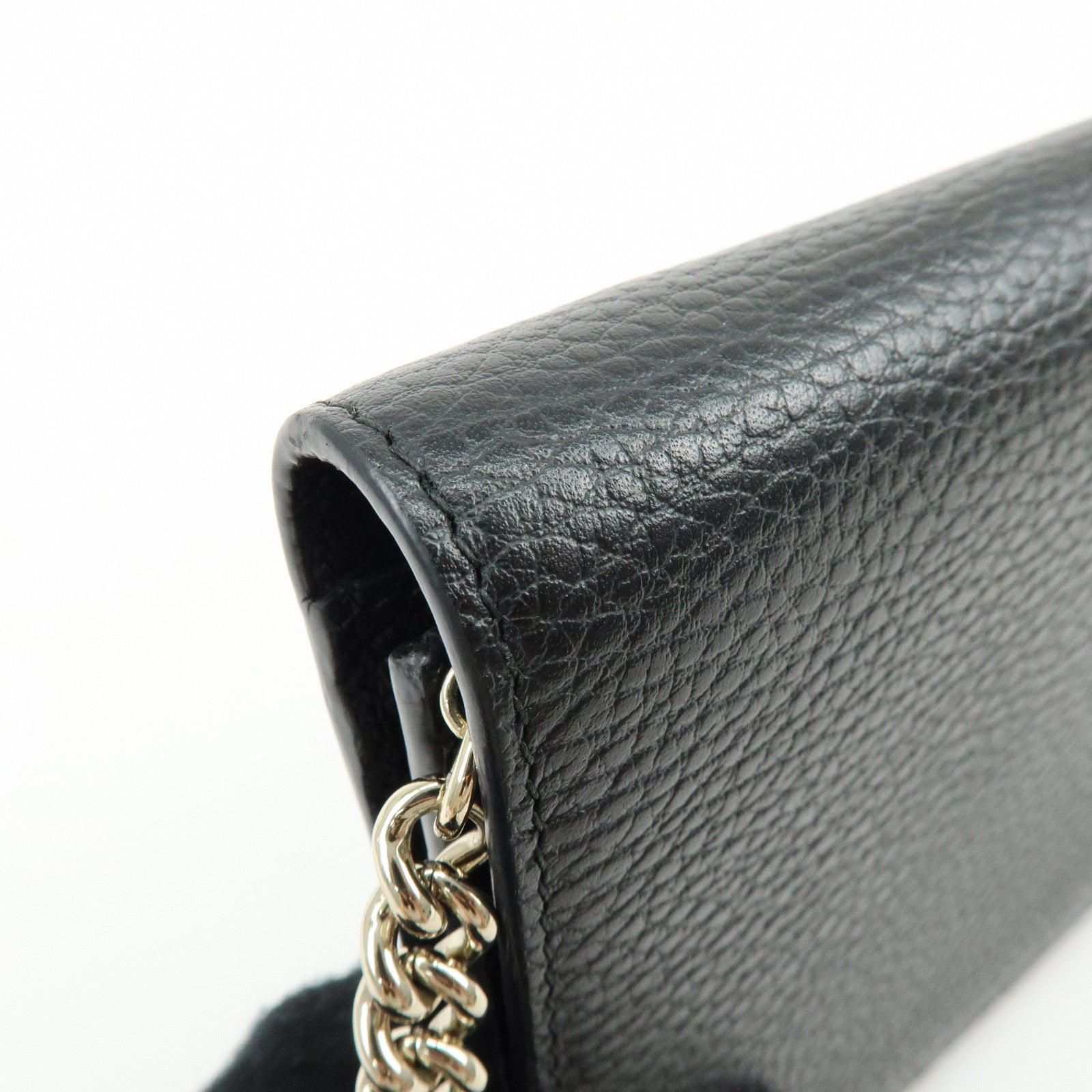 GUCCI Interlocking G Calf Leather Chain Wallet Shoulder Bag 466506