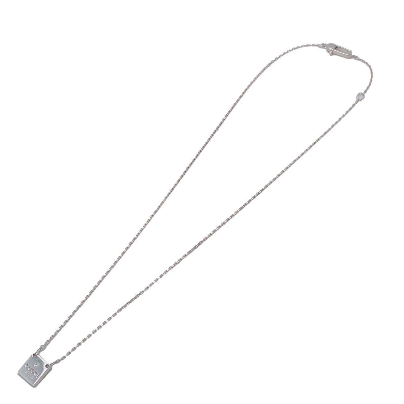 GUCCI Logo Square Plate Necklace SV925 Silver