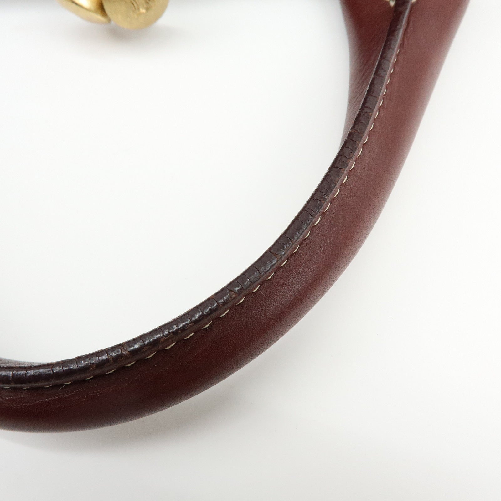 CELINE Boogie Bag Leather Kiss Lock Hand Bag Bordeaux