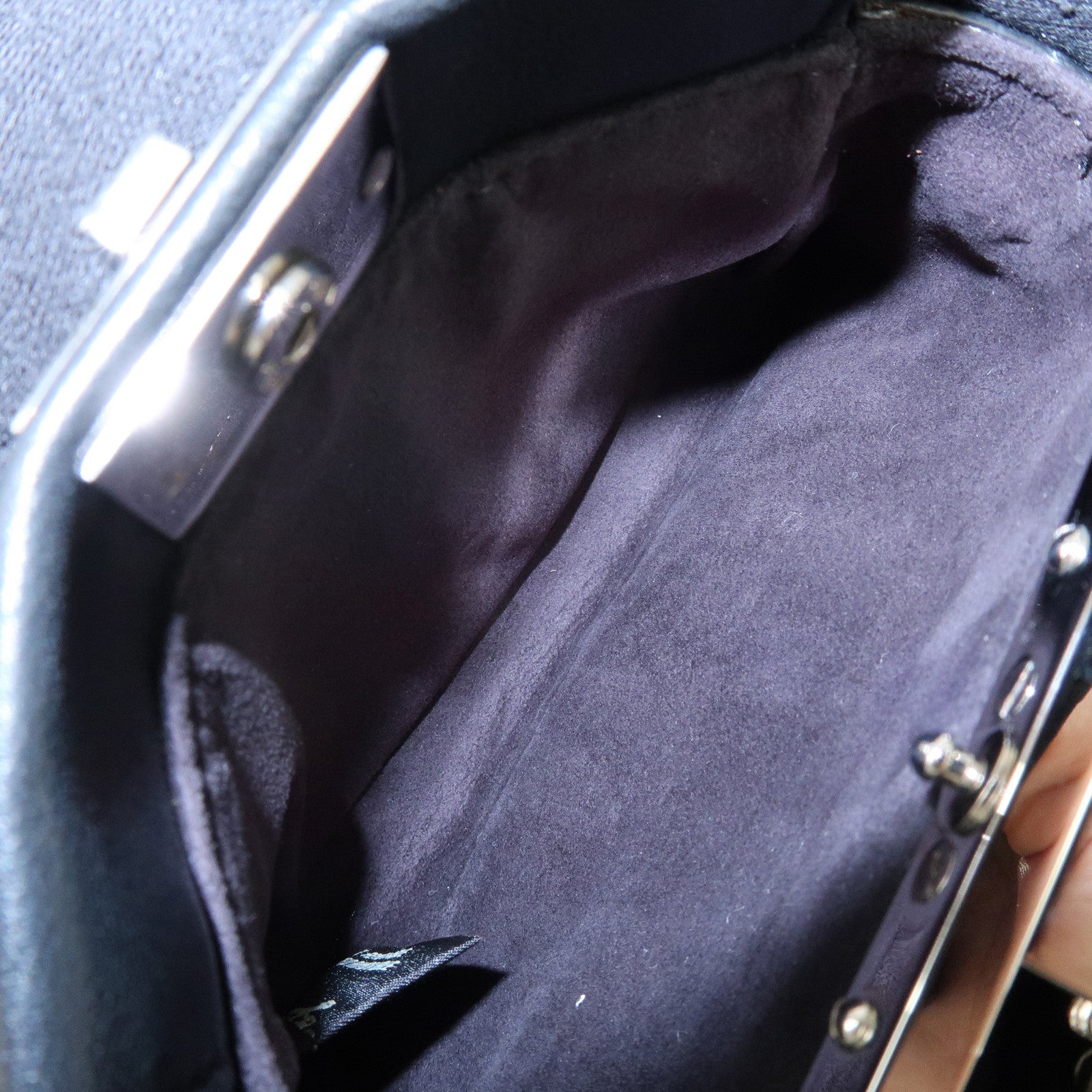 FENDI Micro Peekaboo Leather Flower Motif 2Way Hand Bag Black 8M0355
