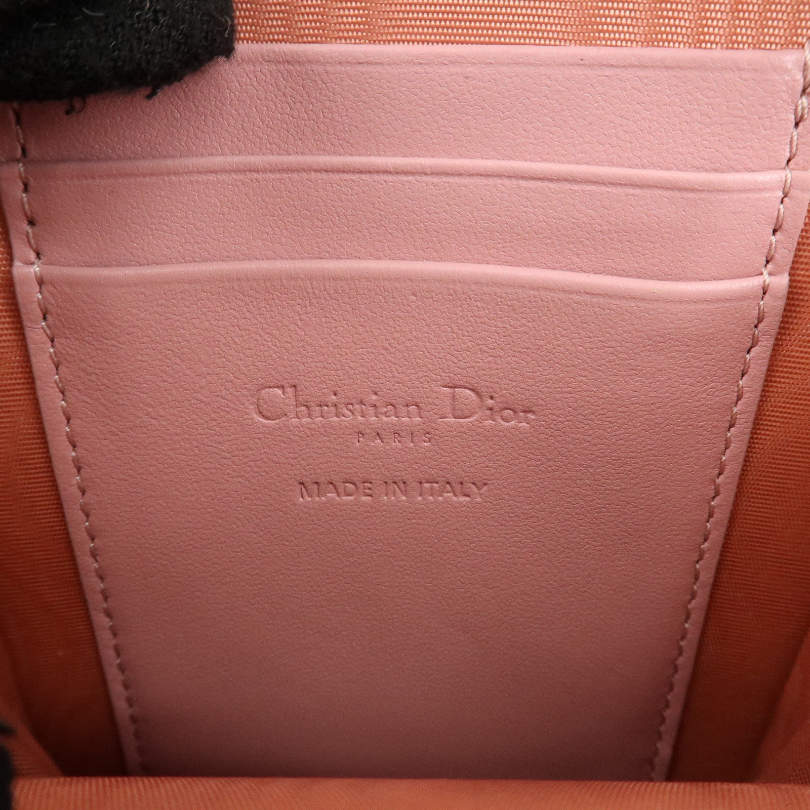 Christian Dior Cannage Leather Phone Holder Shoulder Bag Pink Used