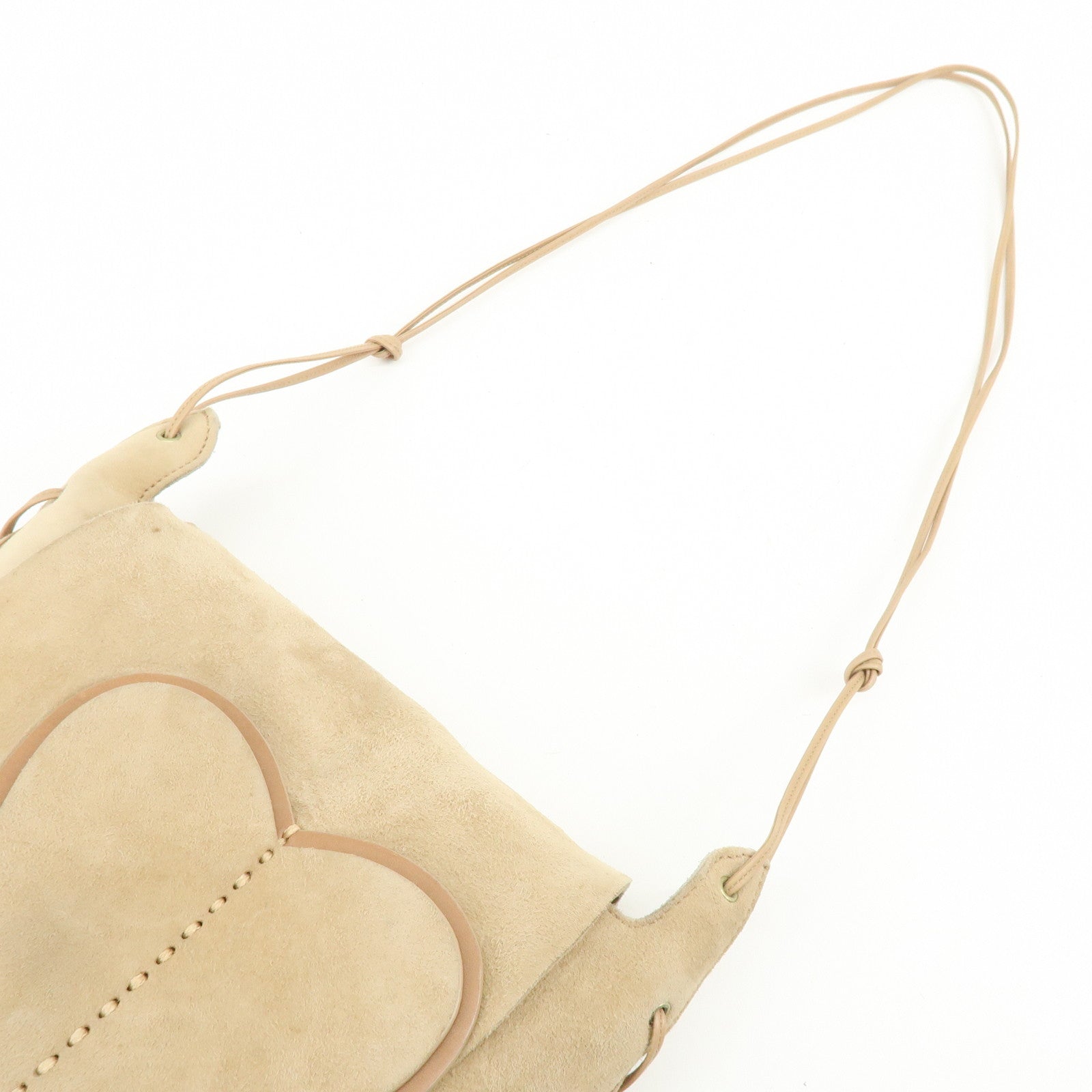 GUCCI Heart Suede Leather Shoulder Bag Crossbody Bag Beige 95107