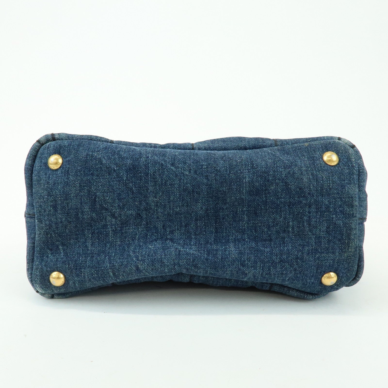 PRADA Triangle Logo Canapa Mini Denim Tote Bag Denim Blue BN2439