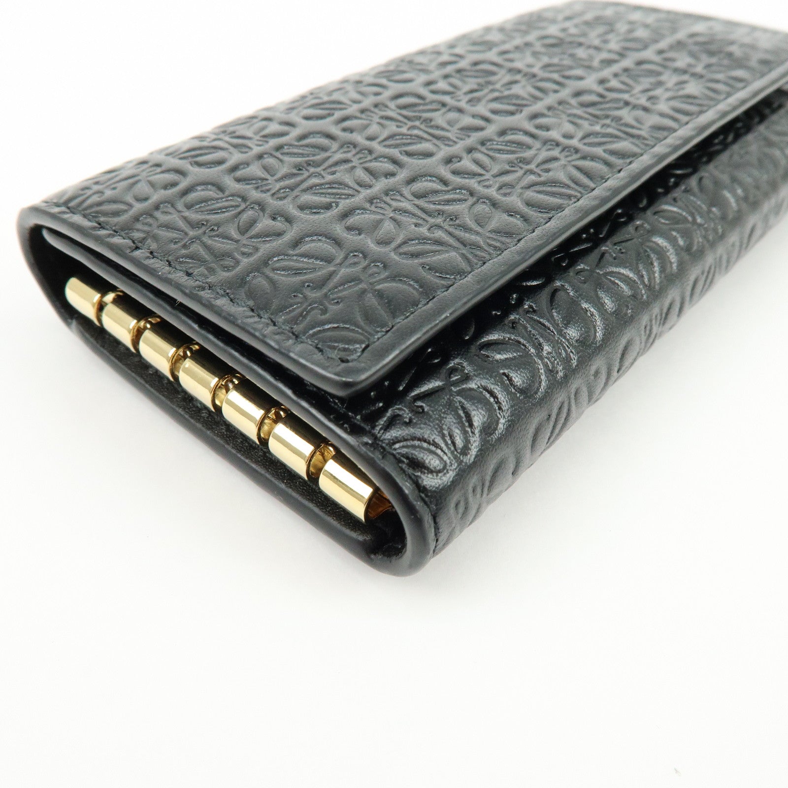 LOEWE Repeat Anagram Calf Leather 6 Ring Key Case Key Holder Black