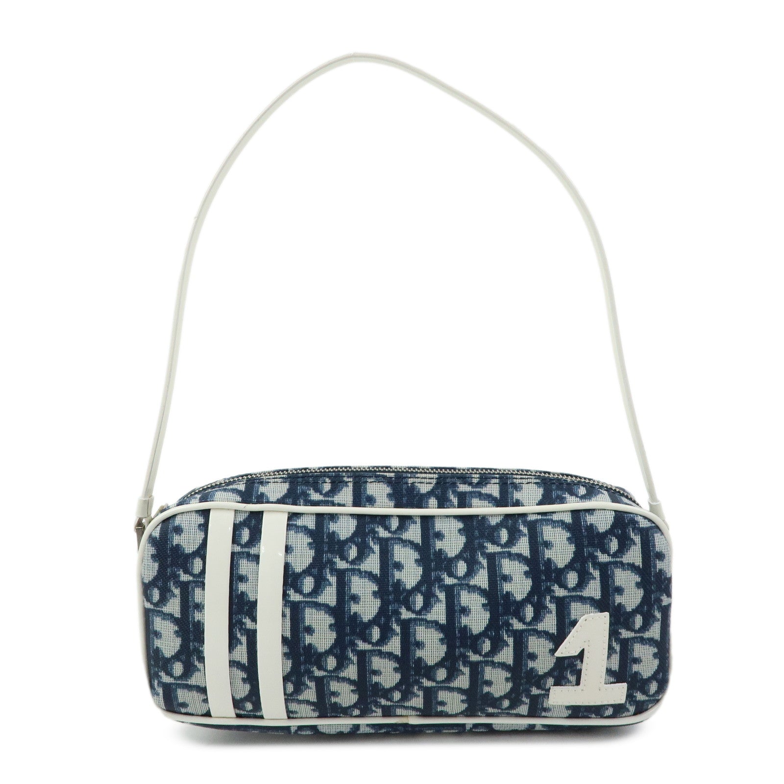 Christian Dior Trotter No.1 PVC Patent Leather Shoulder Bag Navy