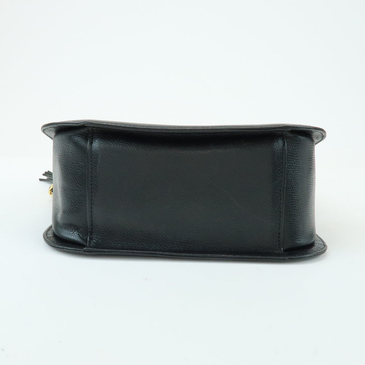 VALENTINO V Logo Leather Shoulder Bag Crossbody Bag Tassel Charm Black