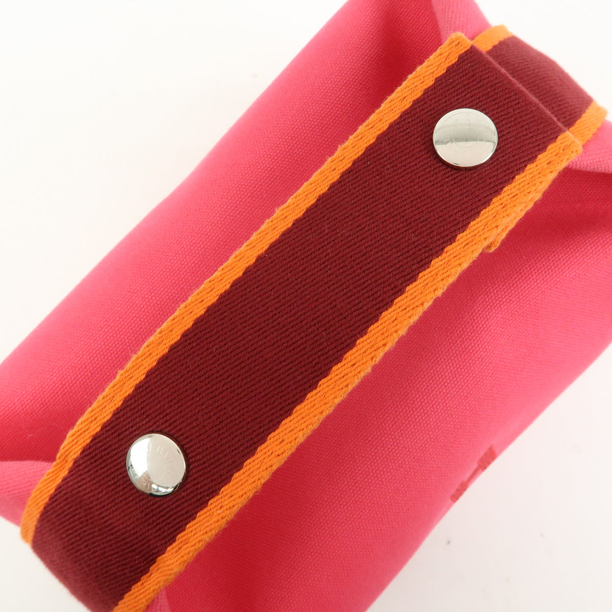 HERMES Bride A Brac PM Canvas Hand Bag Vanity Bag B Stamped Hibiscus