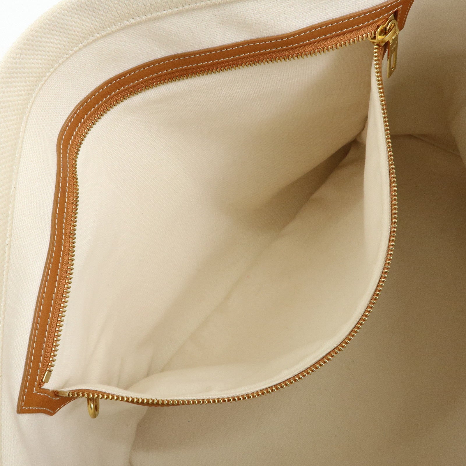 Celine Horizontal Cabas Canvas Leather Tote Bag Natural