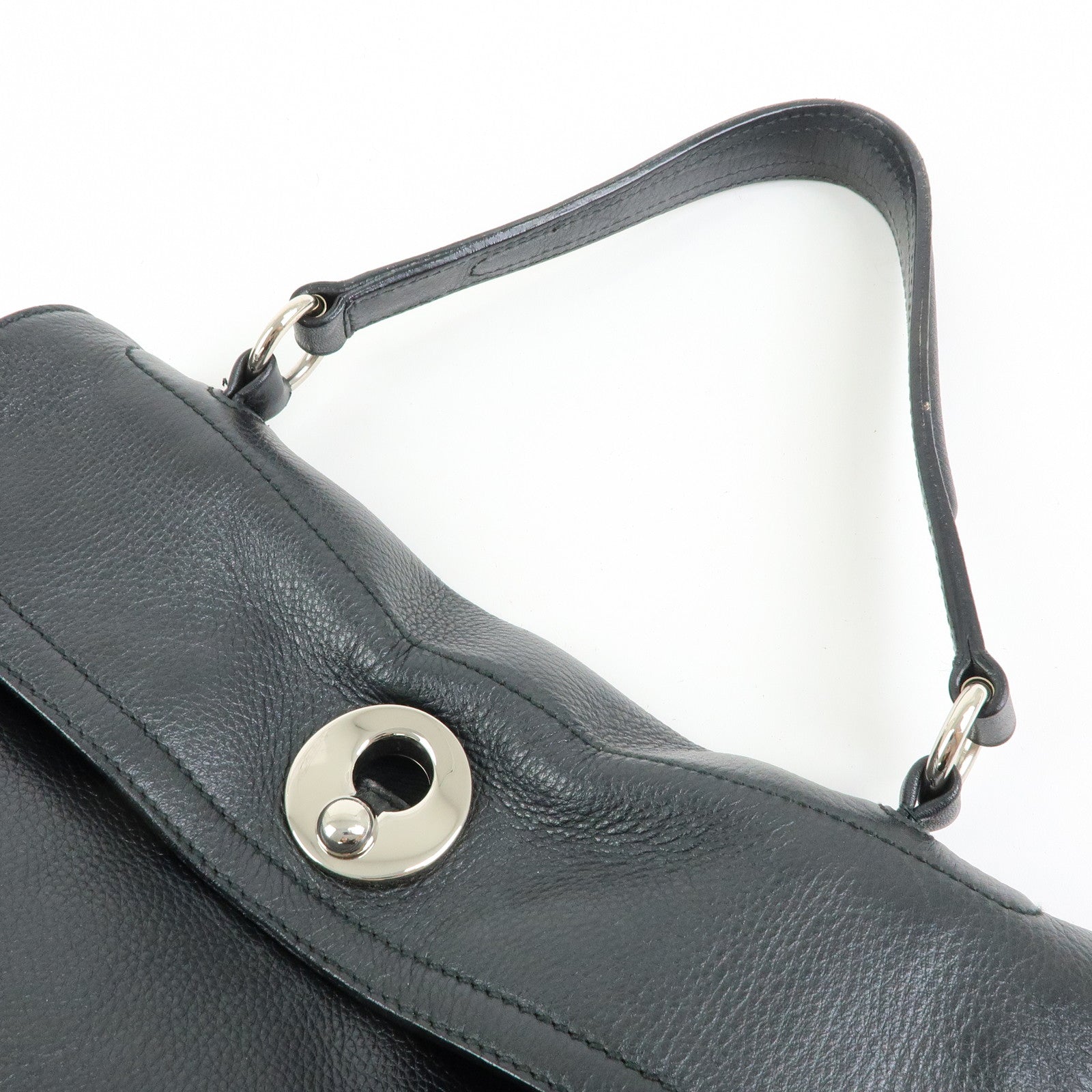 SAINT LAURENT PARIS Muse Two Leather Canvas Hand Shoulder Bag Black