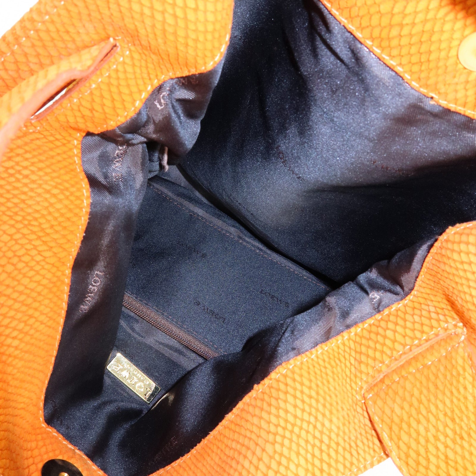 LOEWE Logo Suede Shoulder Bag Tote Bag Hand Bag Orange