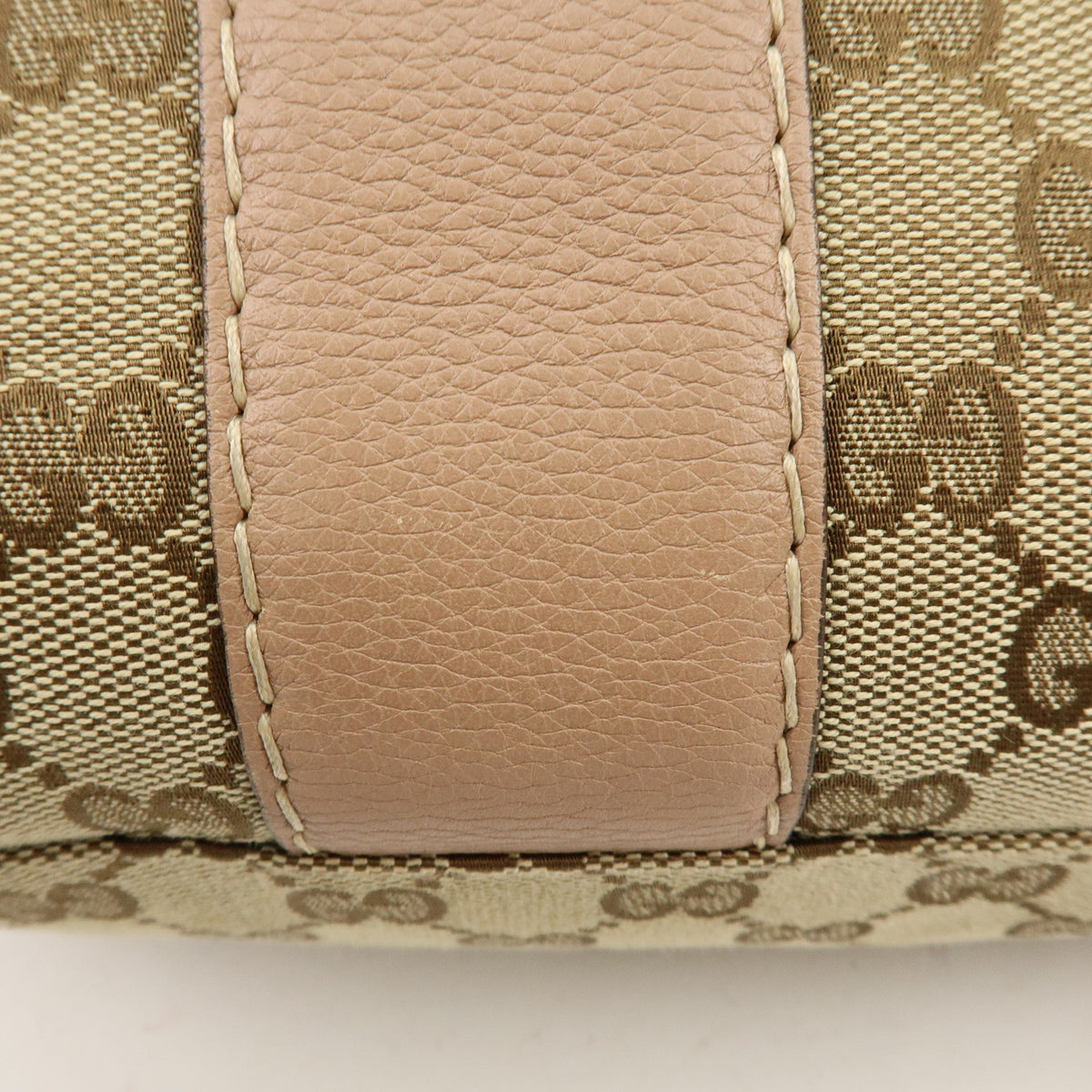 GUCCI Bamboo GG Canvas Leather Tote Bag Beige Brown Pink 232947