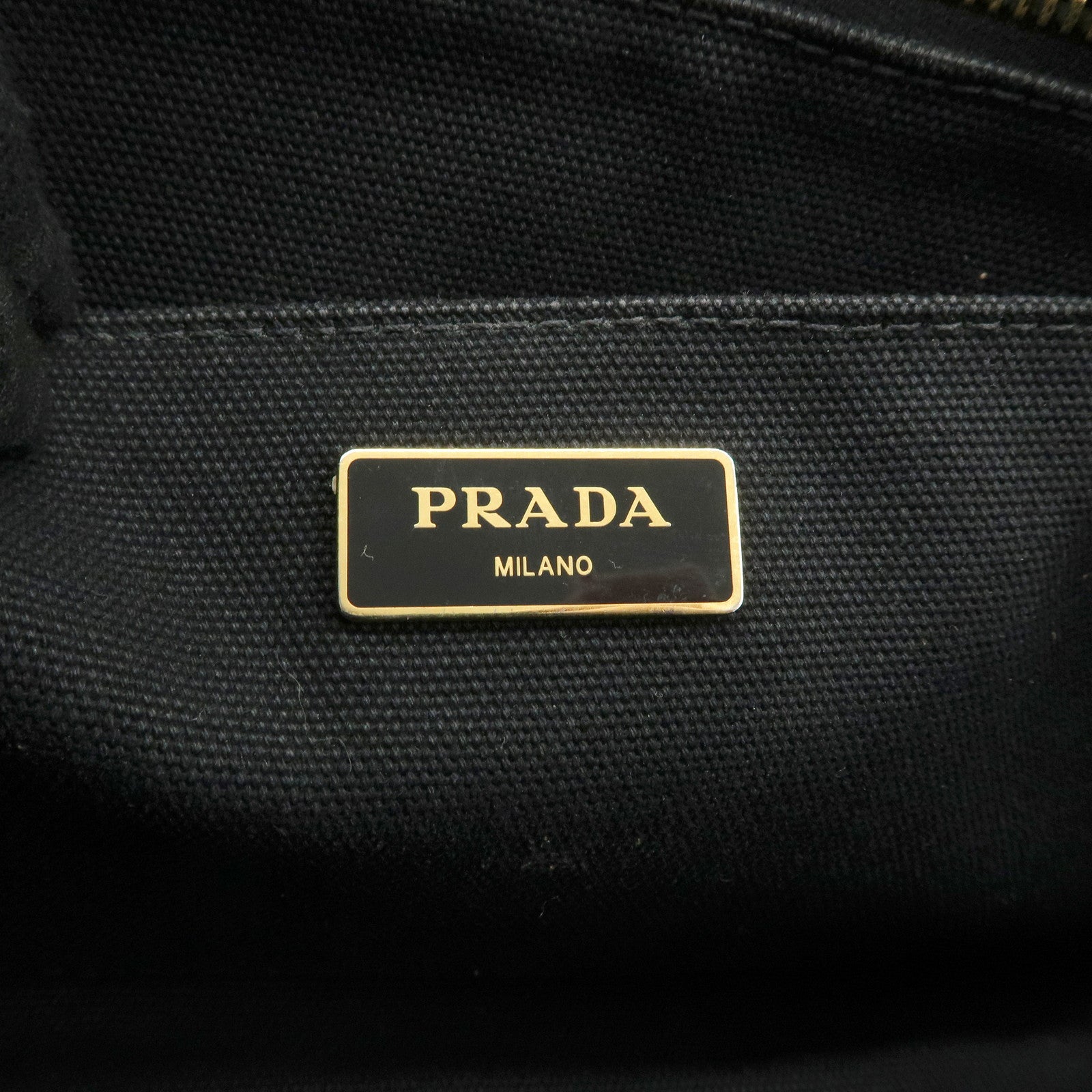 PRADA Logo Canapa Denim 2 Way Tote Bag Hand Bag Black B2642B Used