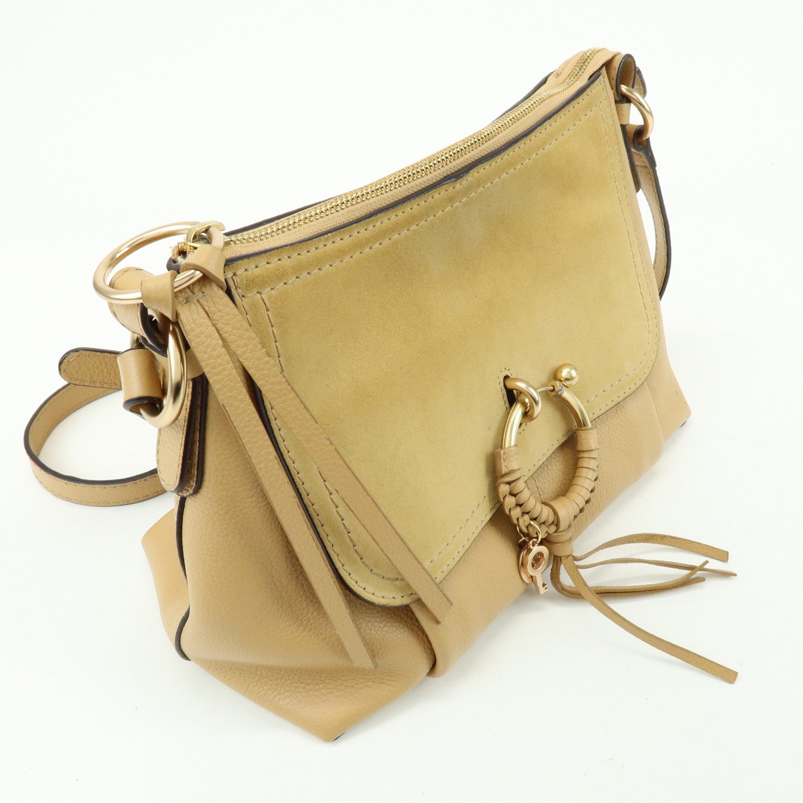 Chloe See by Chloe Joan Leather Suede 2Way Bag Hand Bag Beige