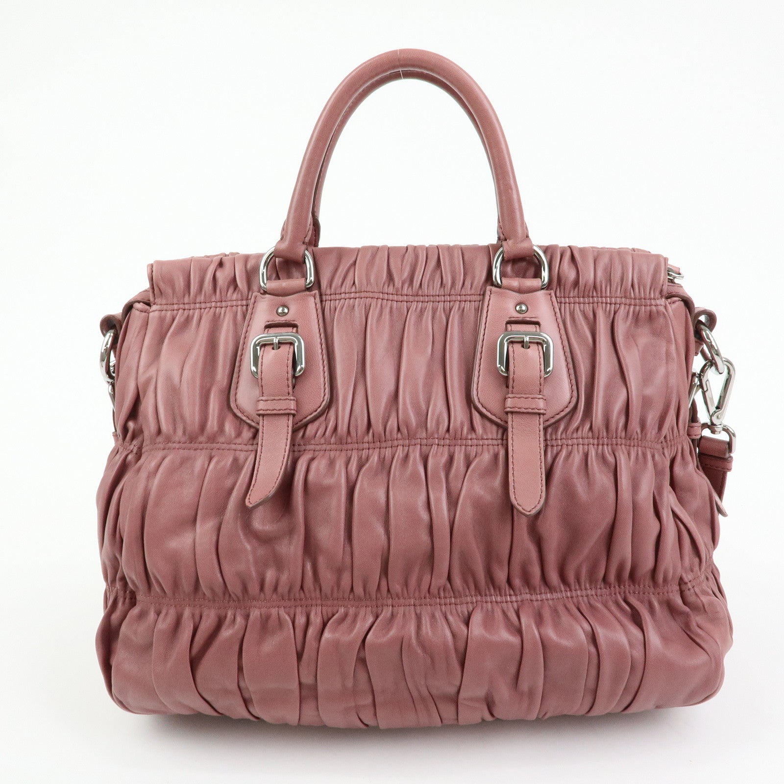 PRADA Logo Nappa Leather 2Way Bag Hand Bag Shoulder Bag Pink