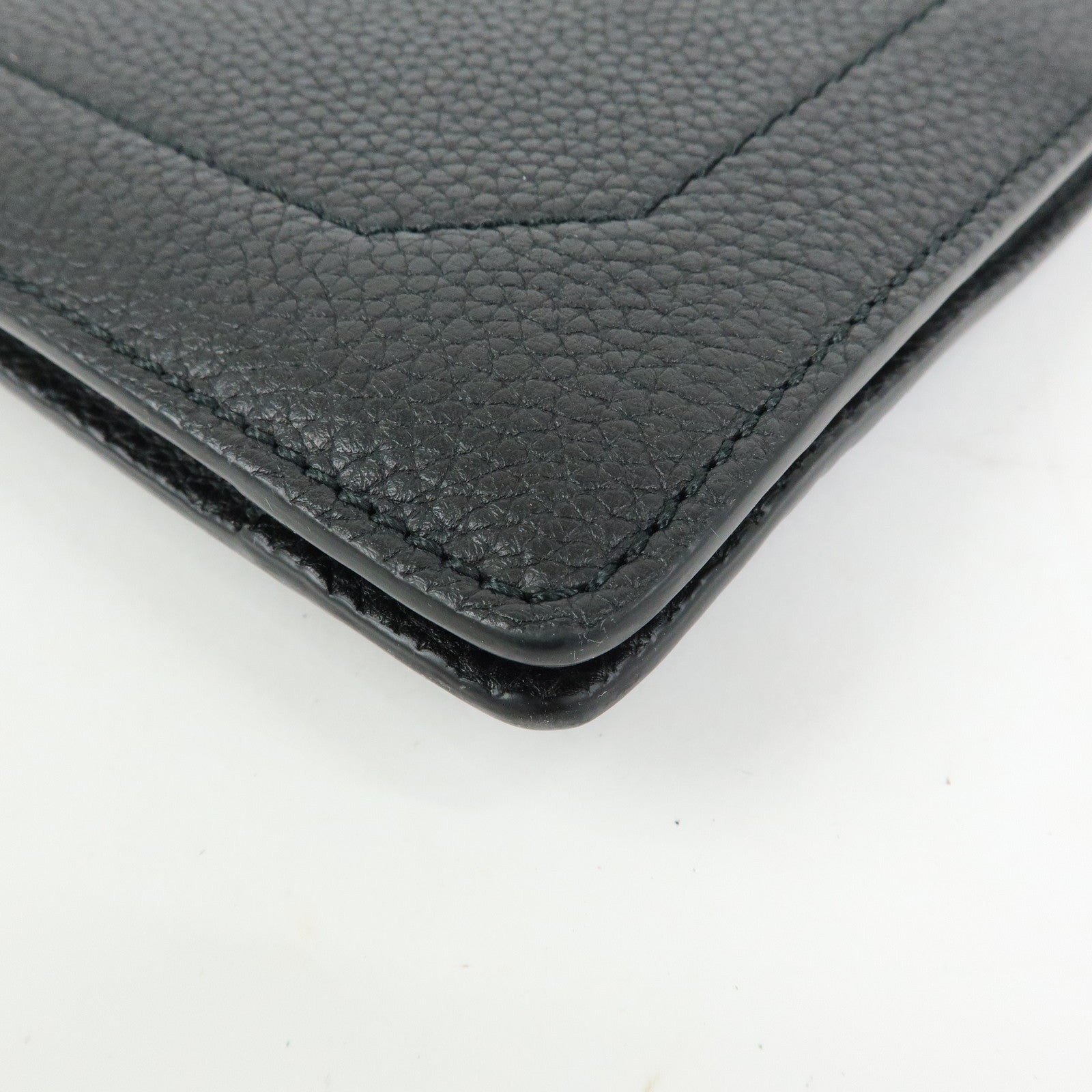 Ferragamo Leather Clutch Bag Flat Pouch Purse Black