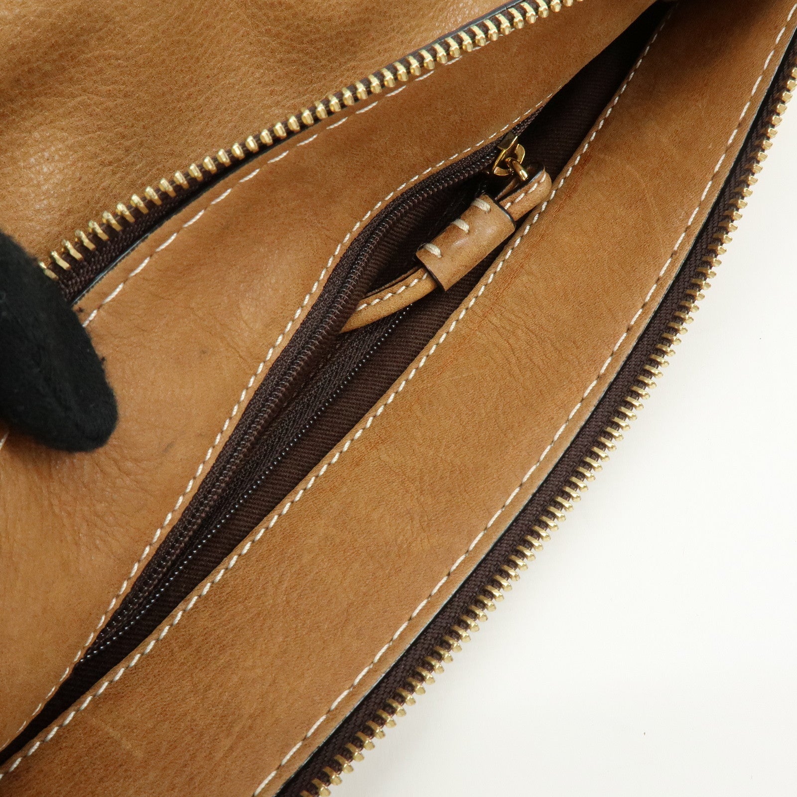 LOEWE Leather Crown Motif Chain Shoulder Bag Crossbody Bag Brown